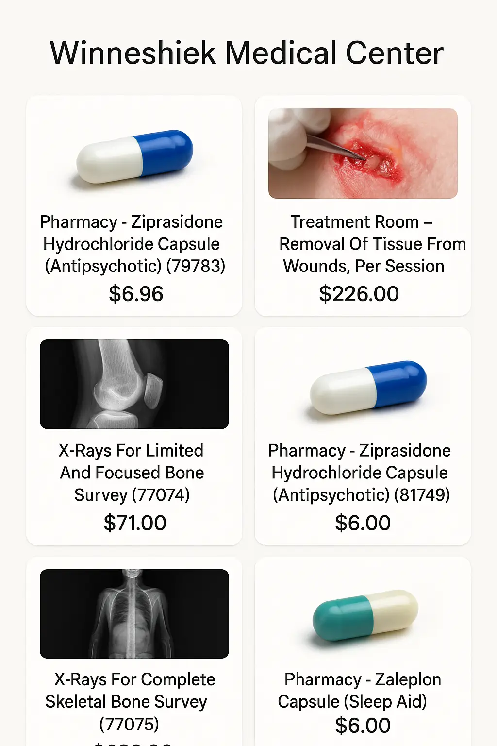 Winneshiek Medical Center Menu Prices