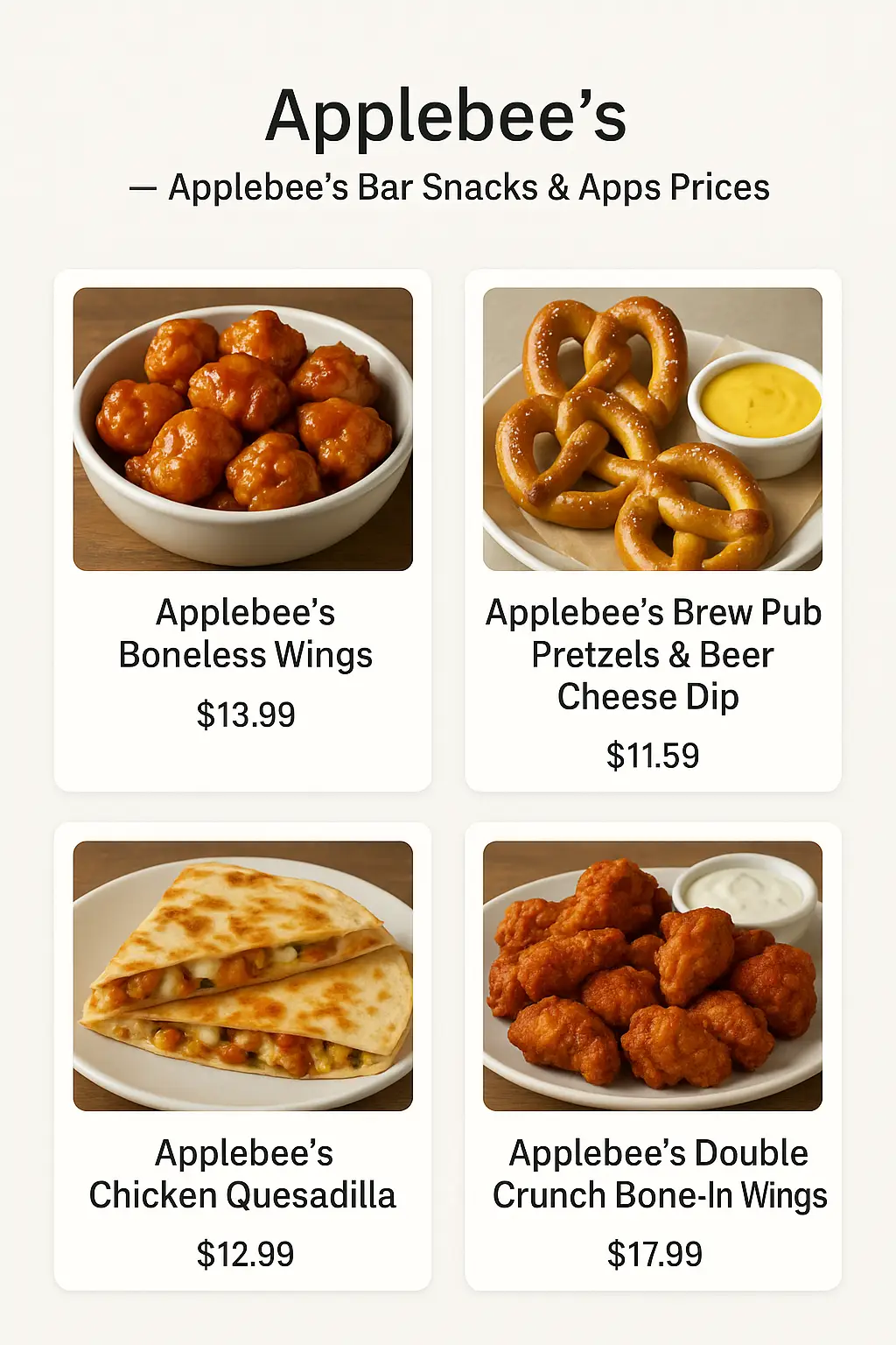 Applebee's Bar Snacks & Apps Prices