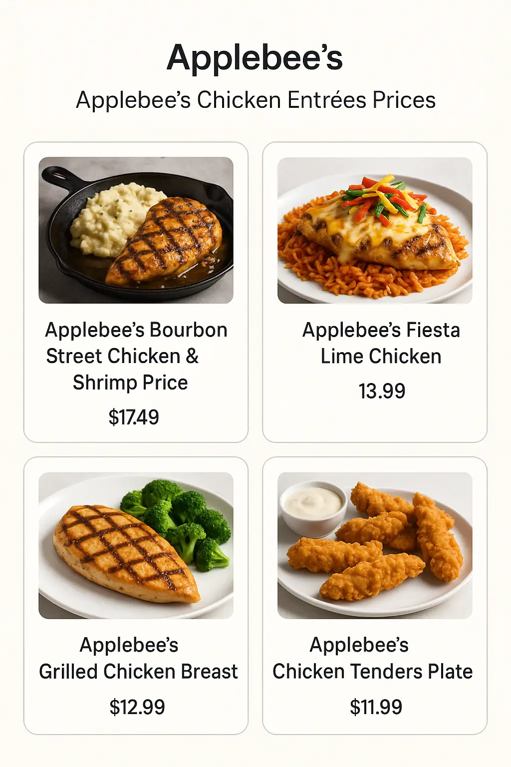 Applebee's Chicken Entrées Prices