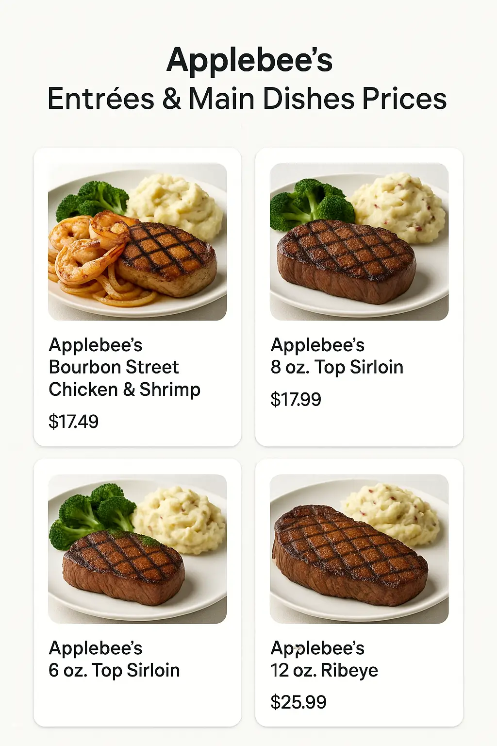 Applebee's Entrées & Main Dishes Prices