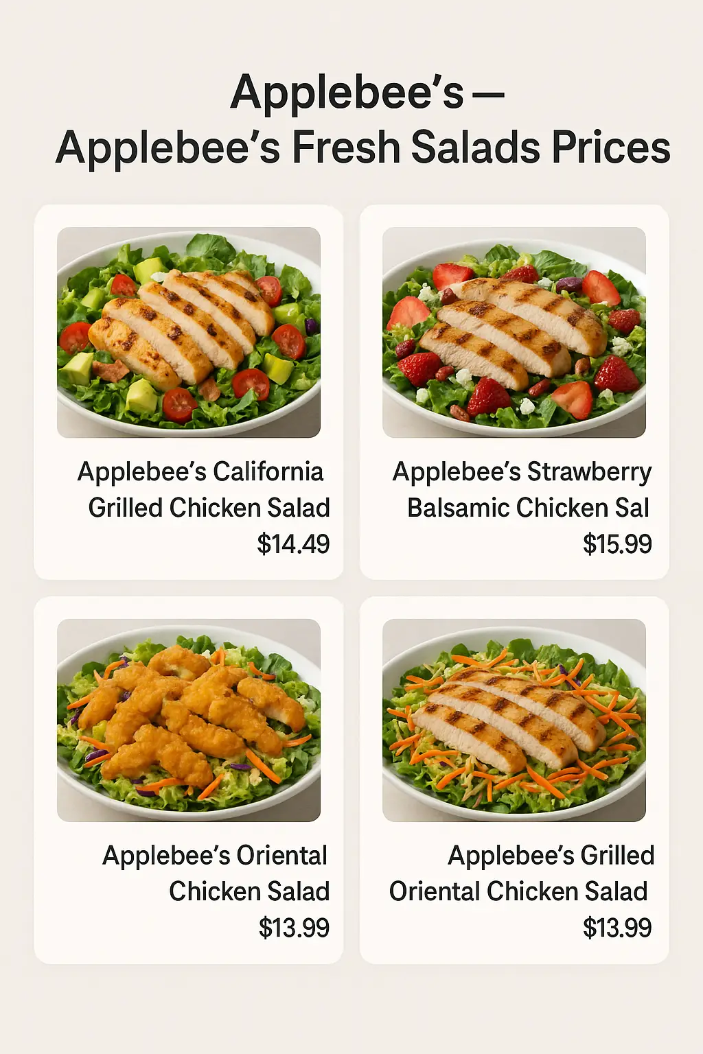 Applebee's Fresh Salads Prices