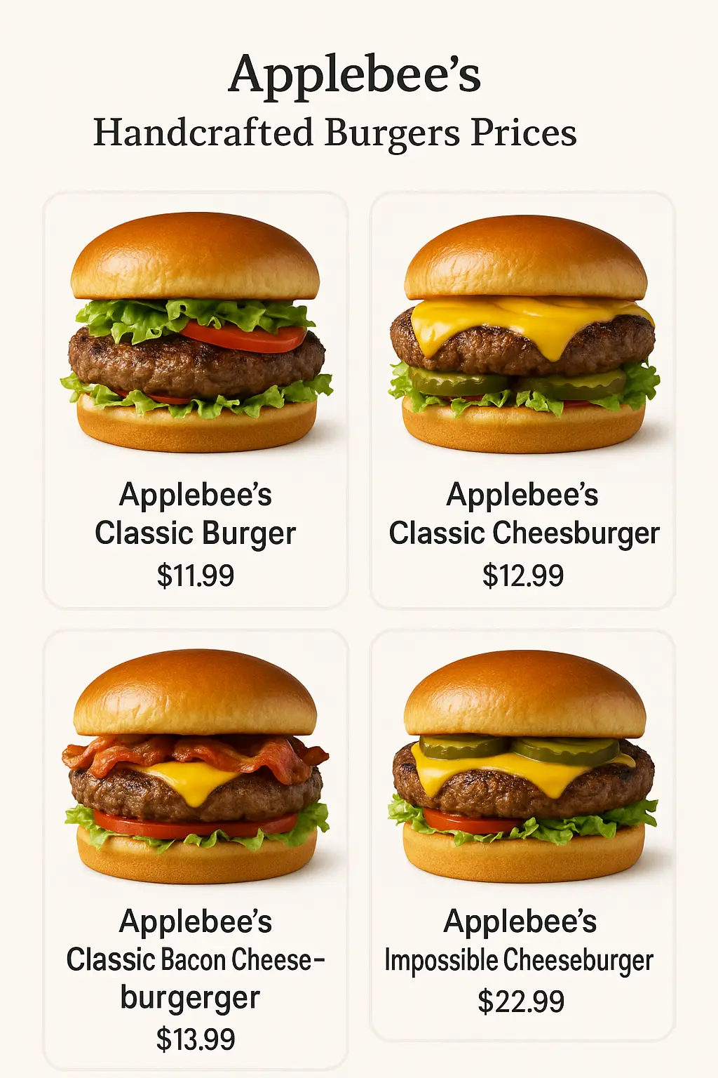 Applebee's Handcrafted Burgers Prices