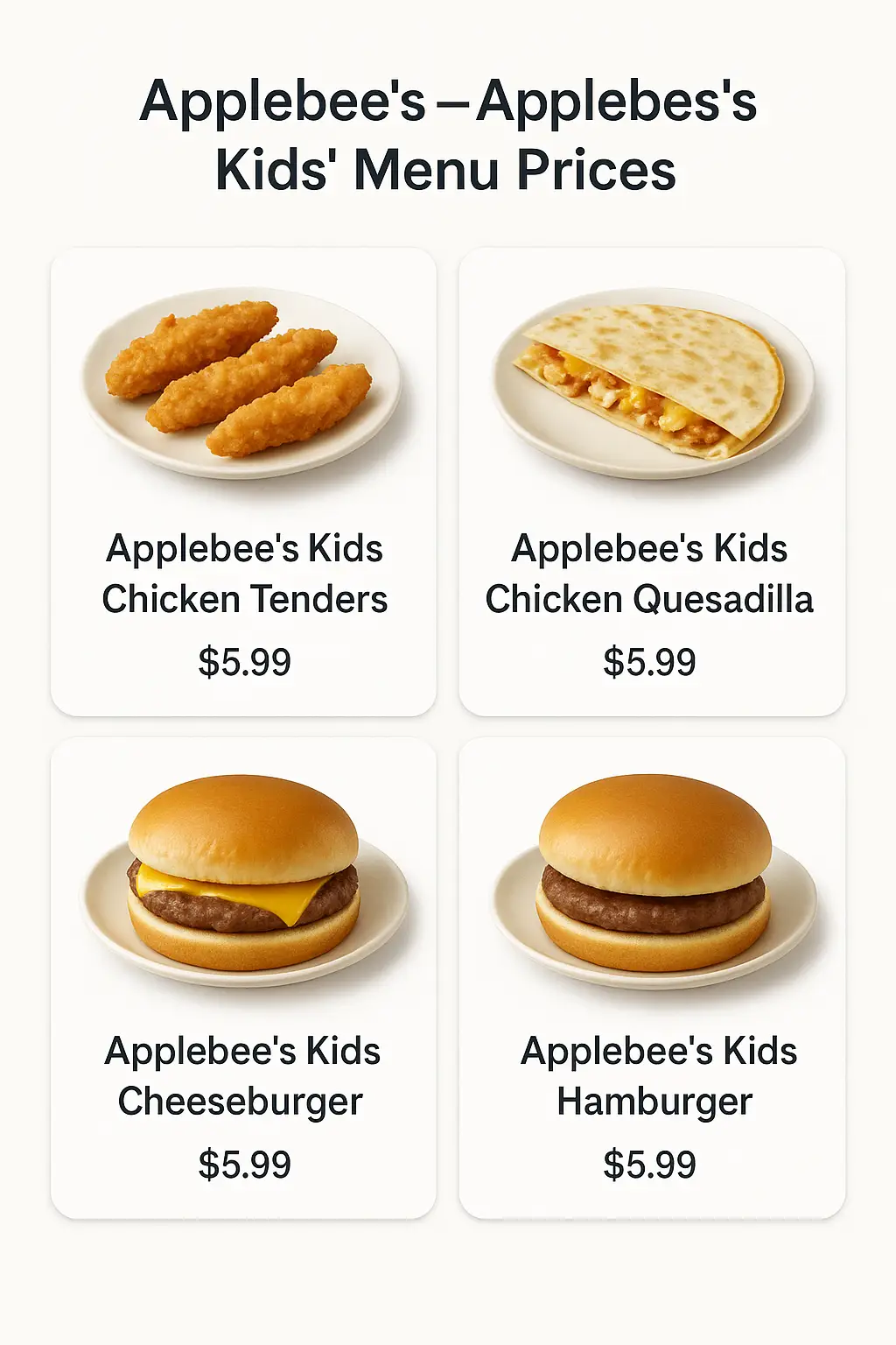 Applebee's Kids' Menu Prices