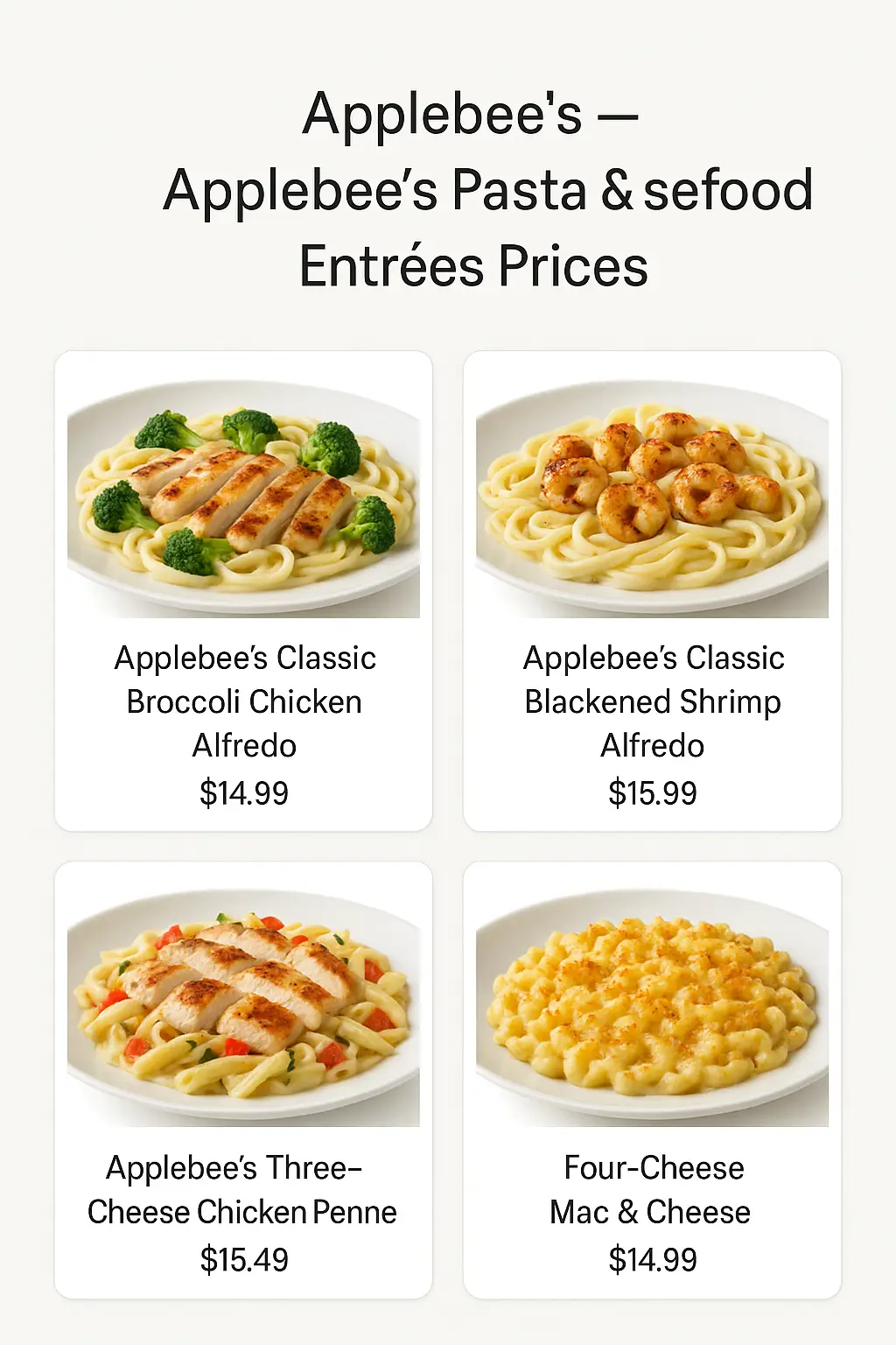 Applebee's Pasta & Seafood Entrées Prices