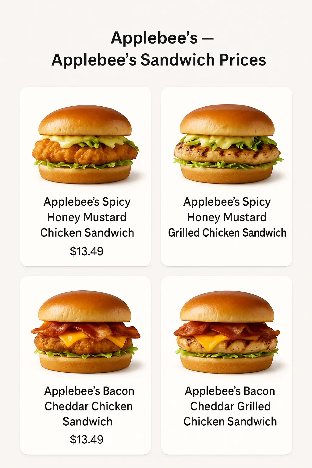 Applebee's Sandwich Prices