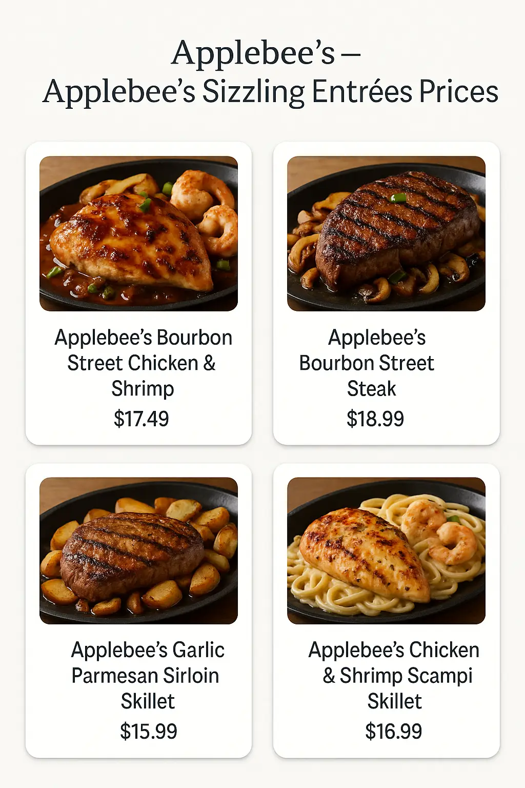 Applebee's Sizzling Entrées Prices