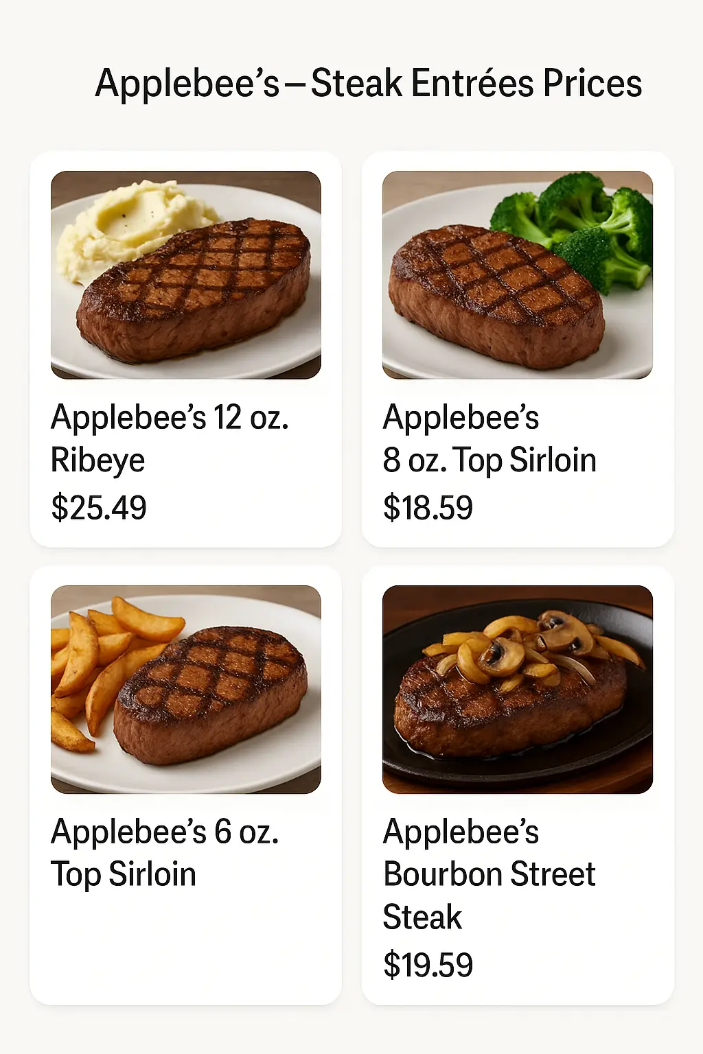 Applebee's Steak Entrées Prices