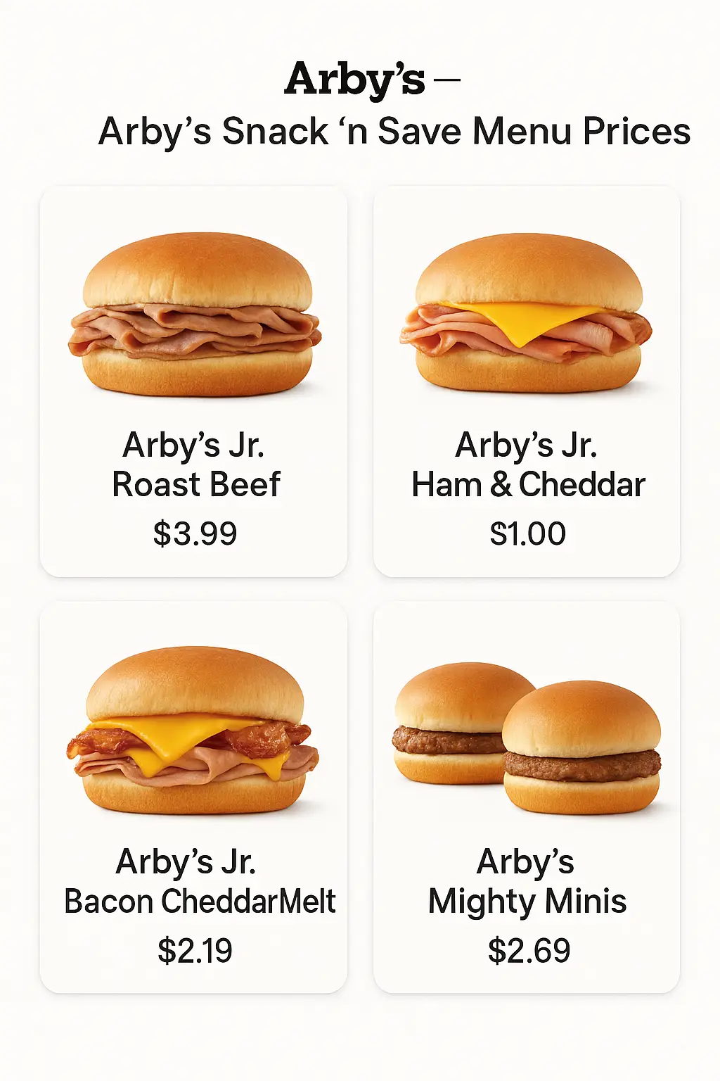 Arby's Snack 'n Save Menu Prices