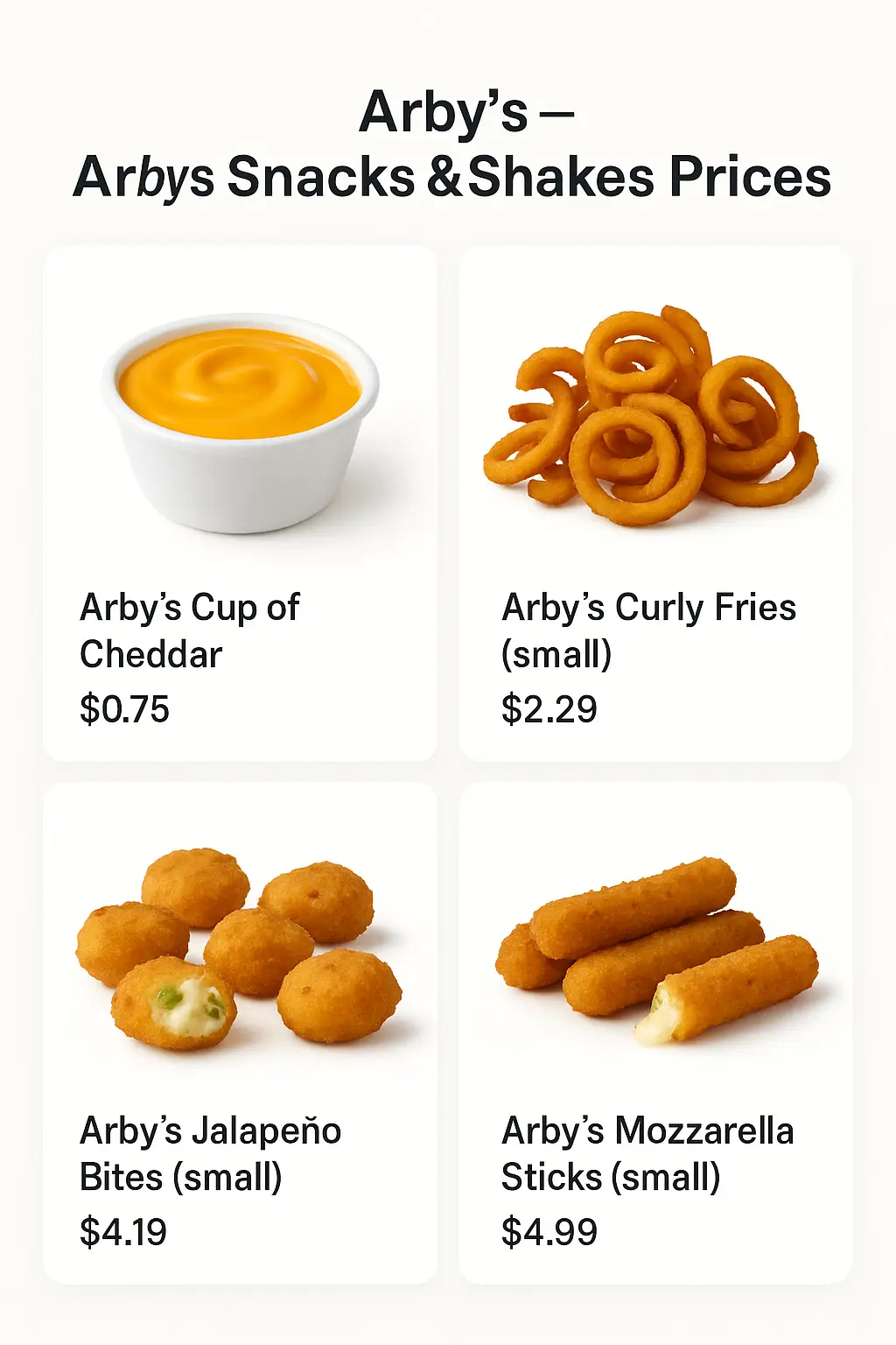 Arby's Snacks & Shakes Prices