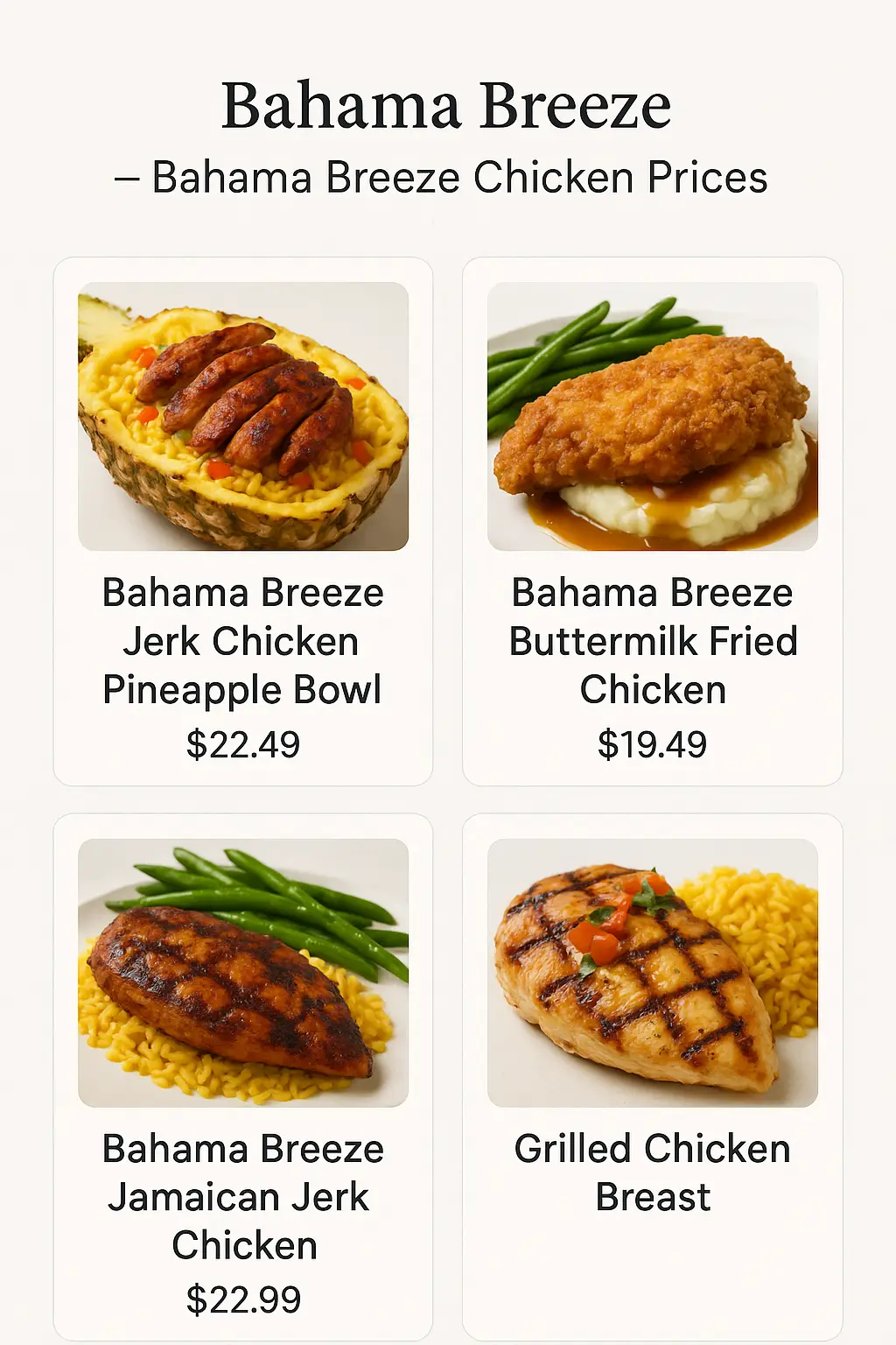 Bahama Breeze Chicken Prices