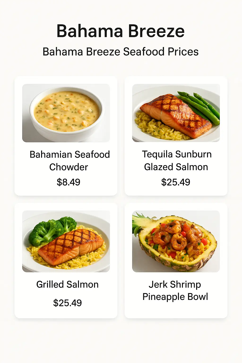 Bahama Breeze Seafood Prices