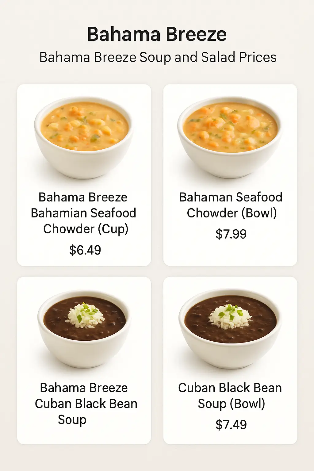 Bahama Breeze Soup and Salad Prices