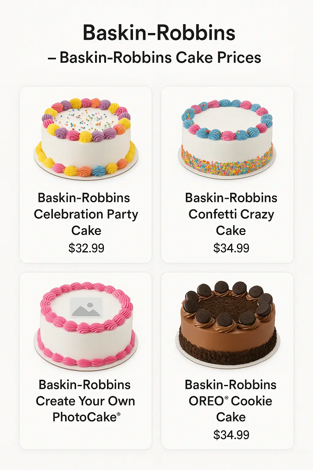Baskin-Robbins Cake Prices