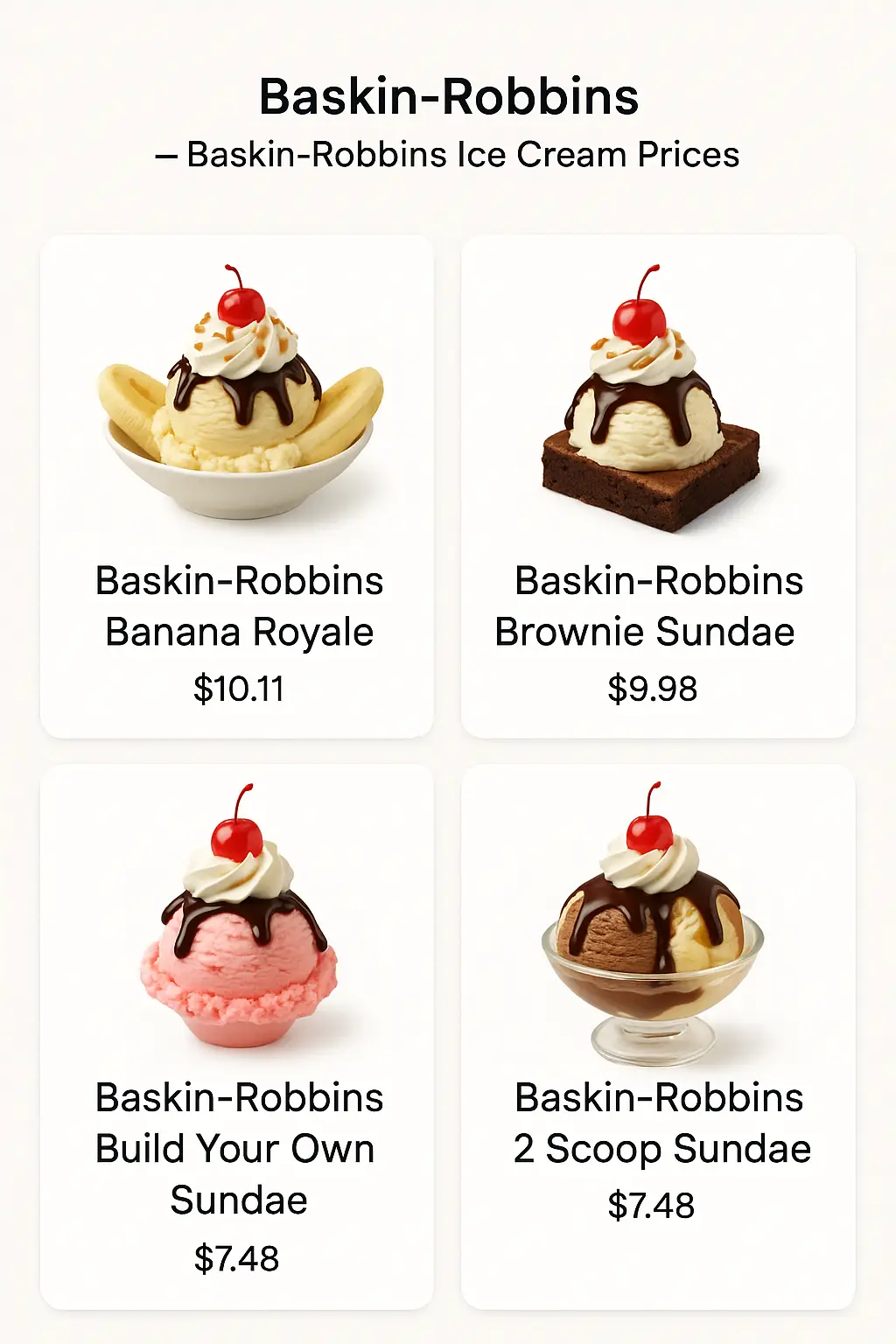 Baskin-Robbins Ice Cream Prices