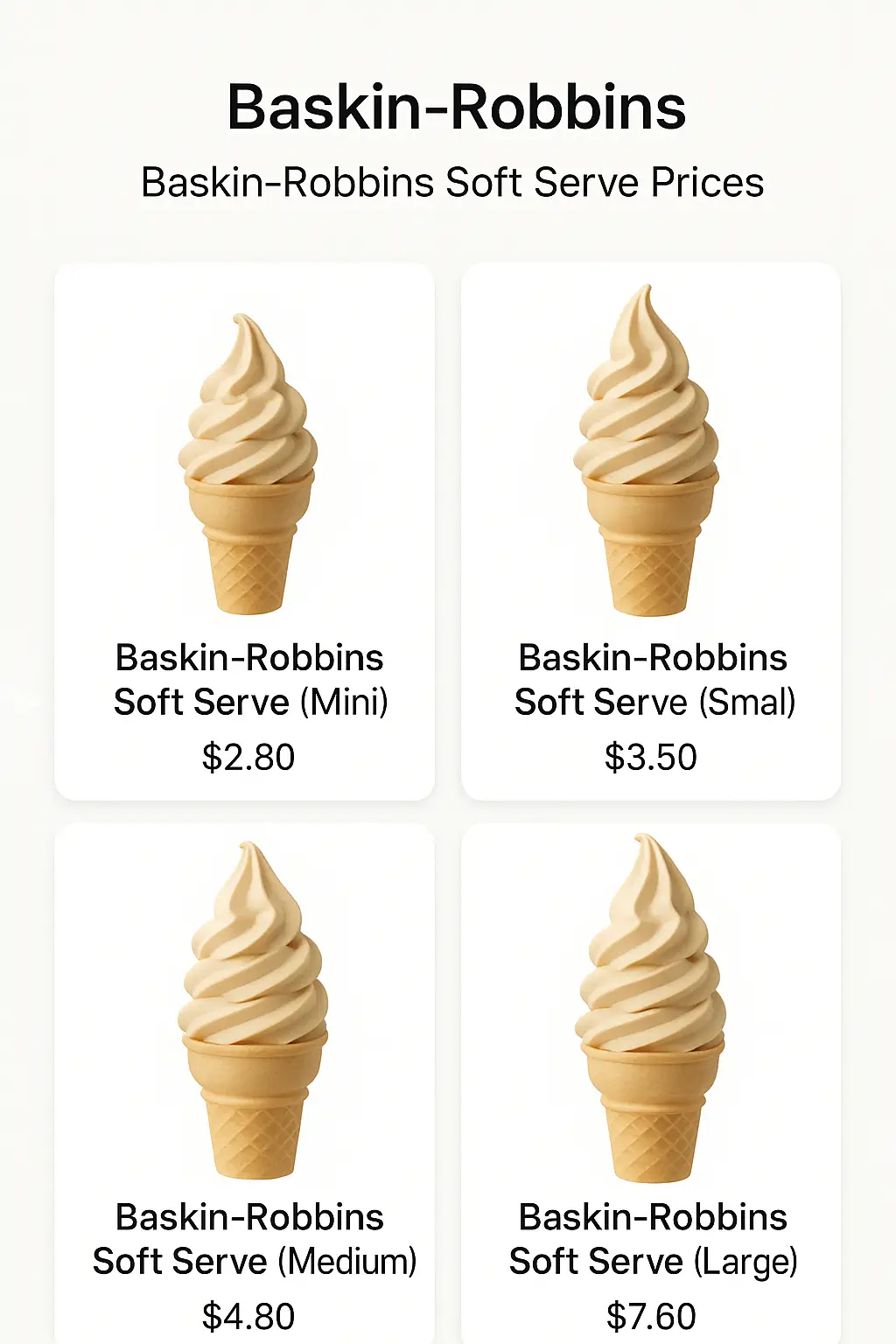 Baskin-Robbins Soft Serve Prices