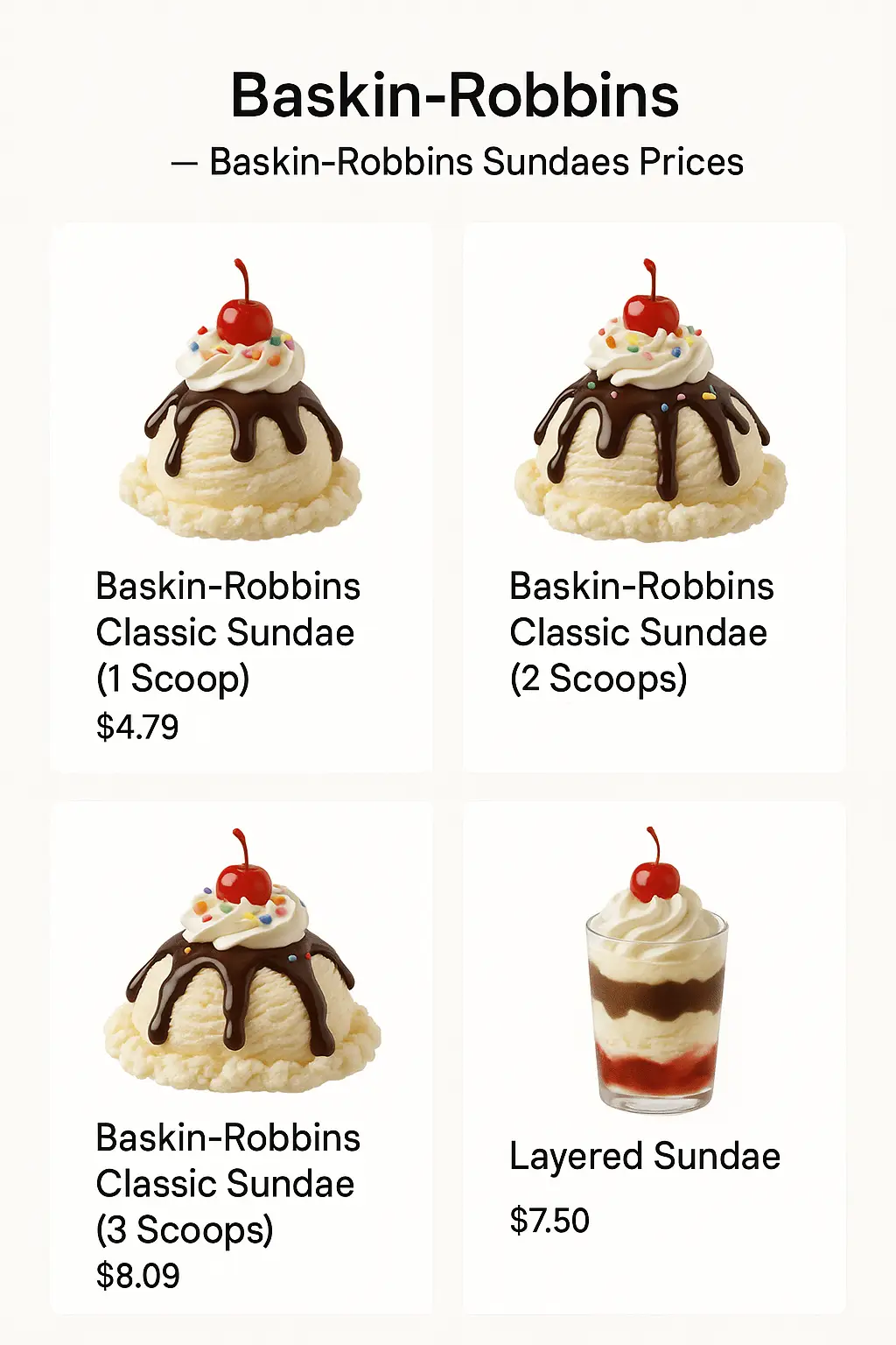 Baskin-Robbins Sundaes Prices