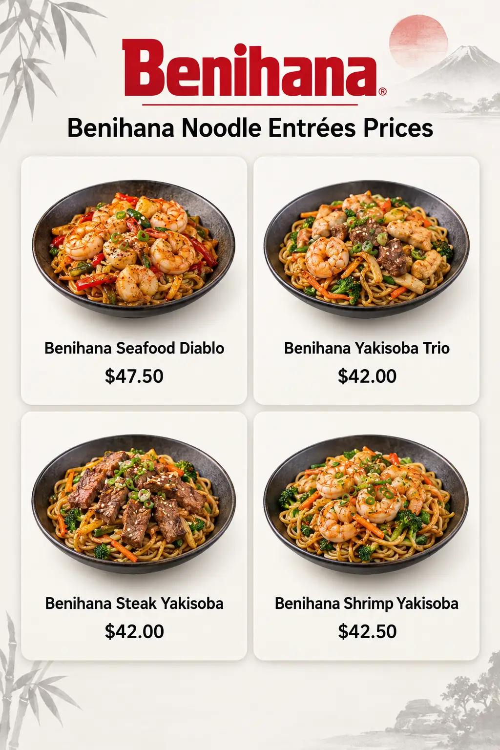 Benihana Noodle Entrées Prices
