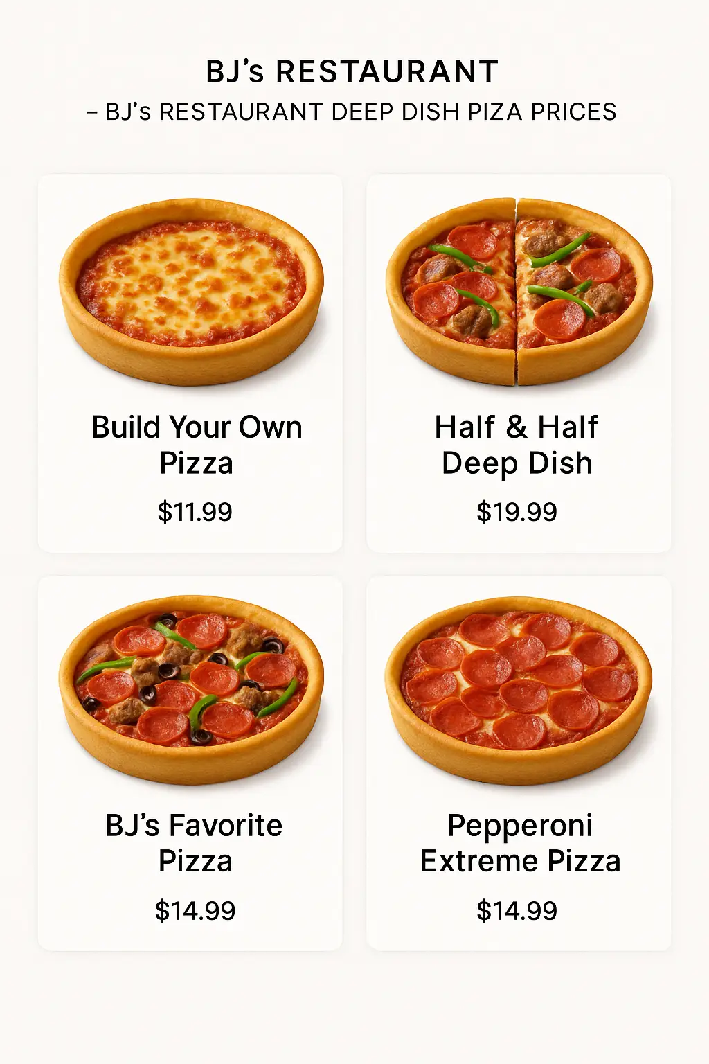 BJ's Restaurant Deep Dish Pizza Prices