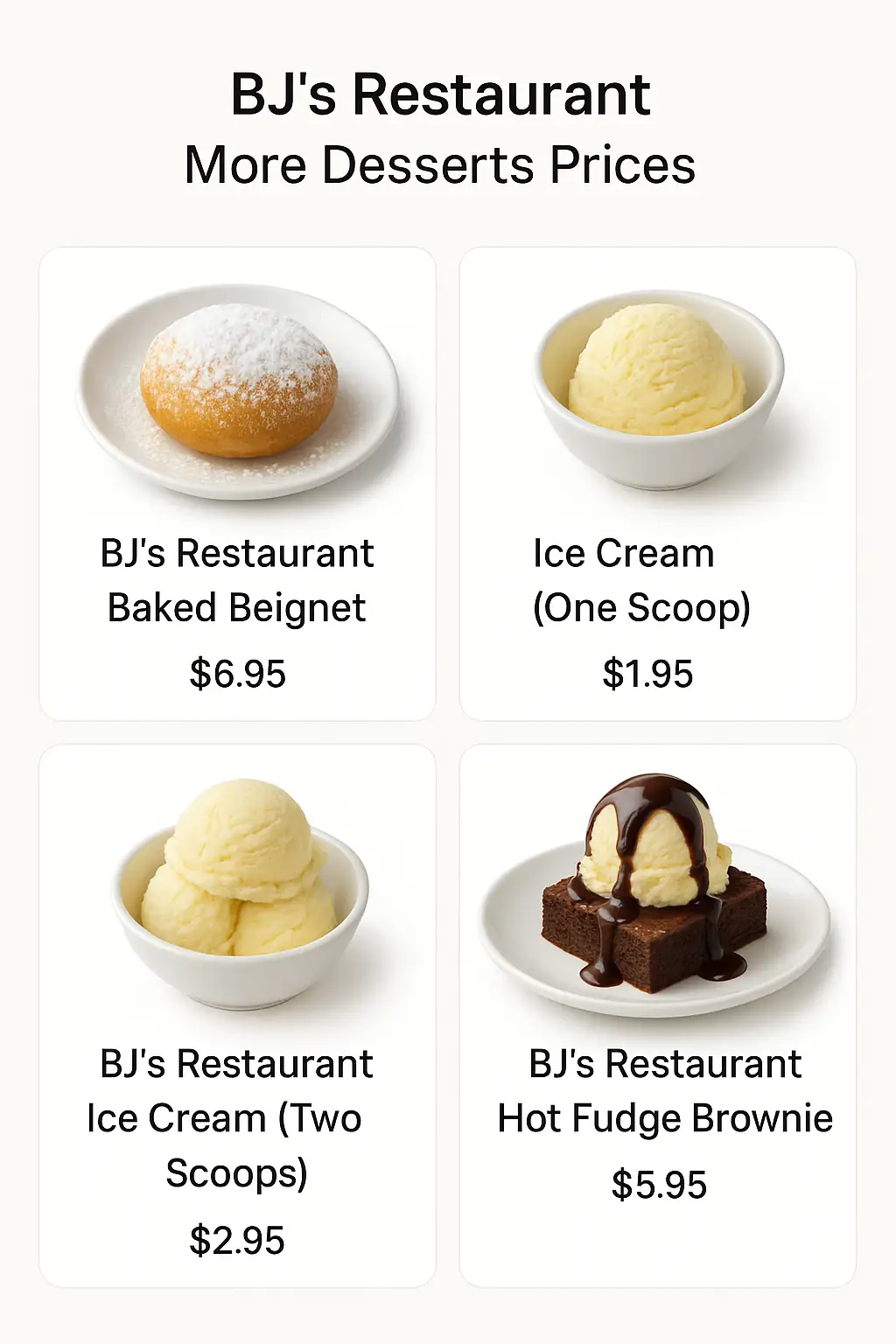 BJ's Restaurant More Desserts Prices