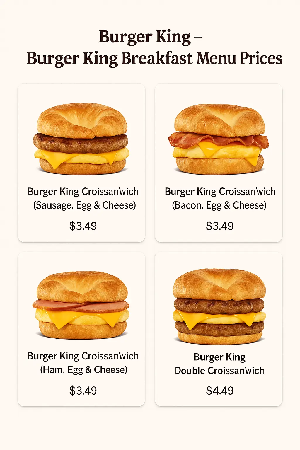 Burger King Breakfast Menu Prices