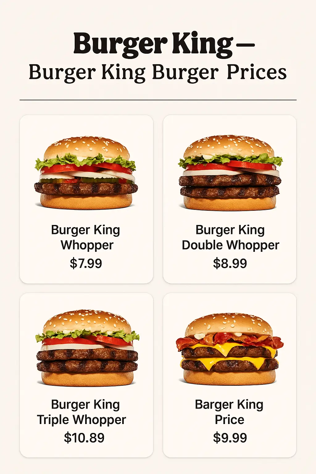 Burger King Burger Prices