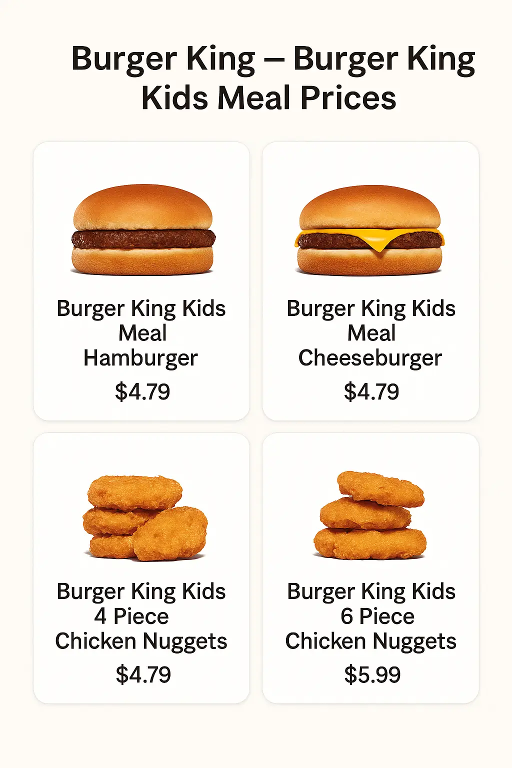 Burger King Kids Meal Prices