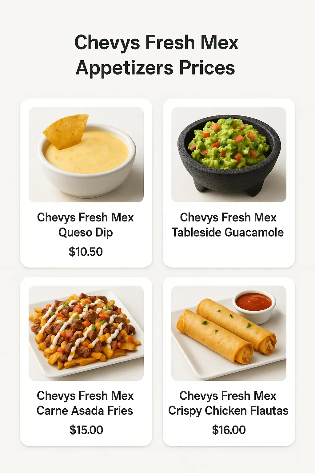 Chevys Fresh Mex Appetizers Prices