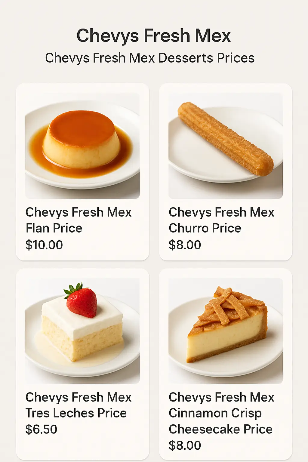 Chevys Fresh Mex Desserts Prices