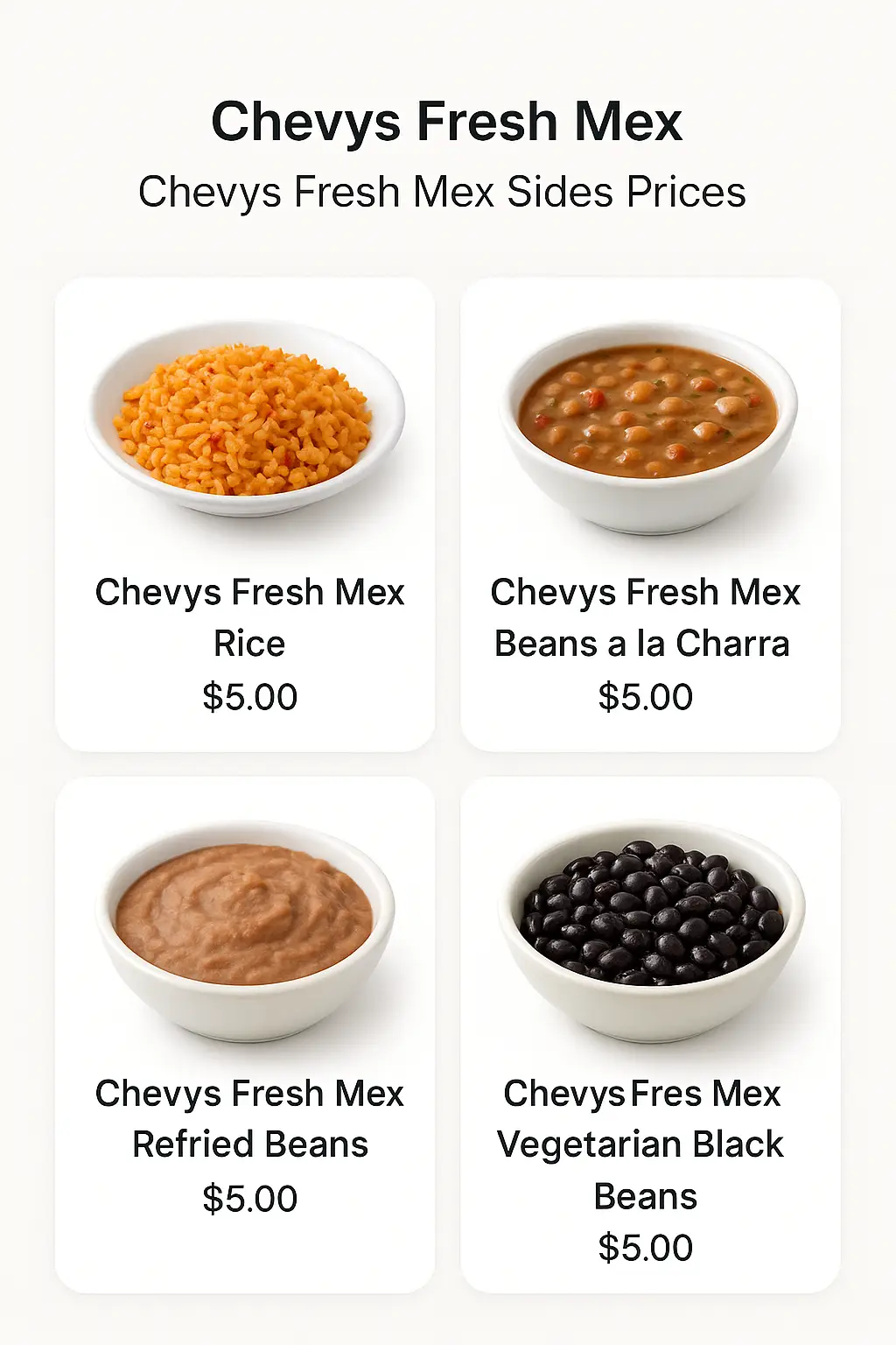 Chevys Fresh Mex Sides Prices
