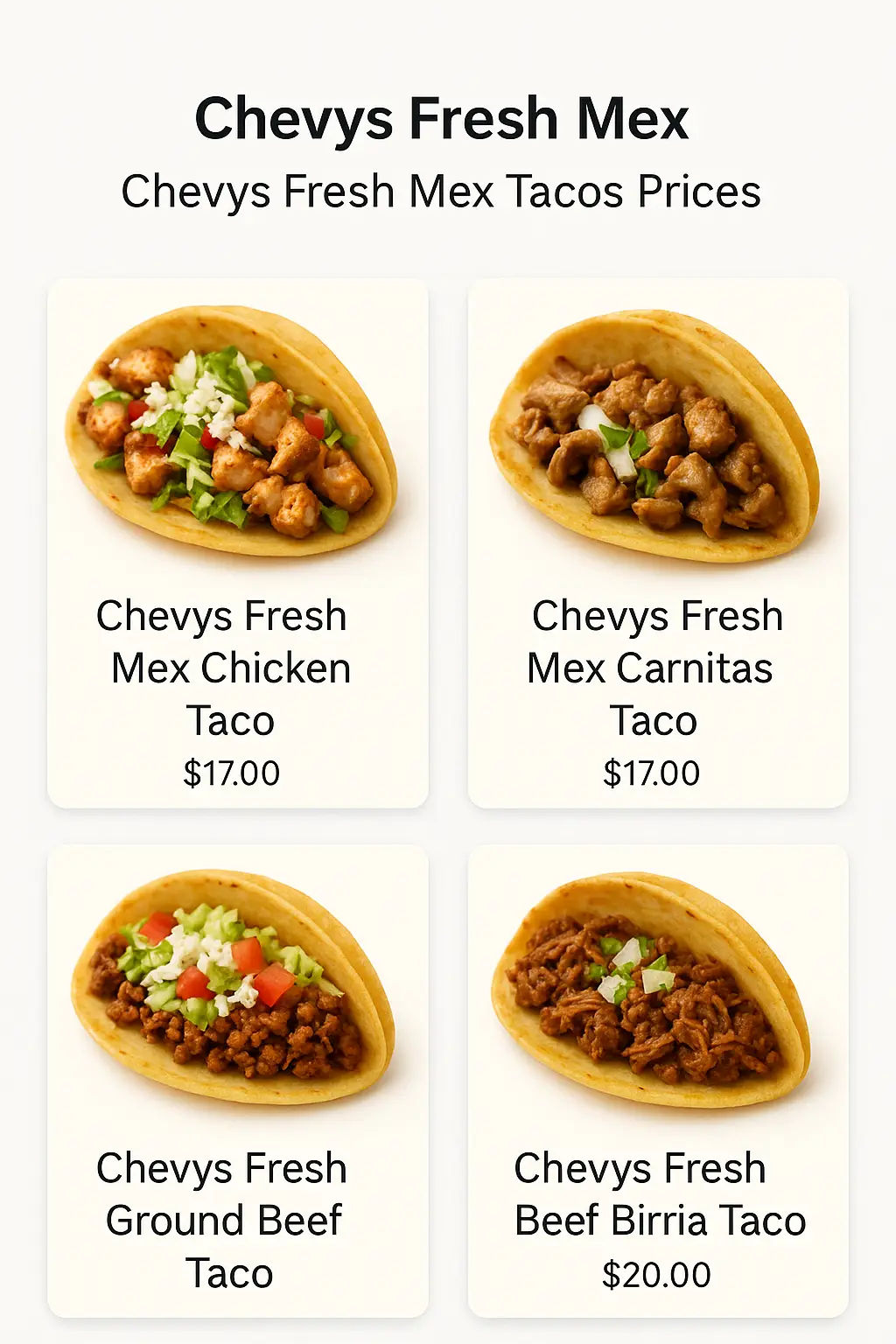 Chevys Fresh Mex Tacos Prices