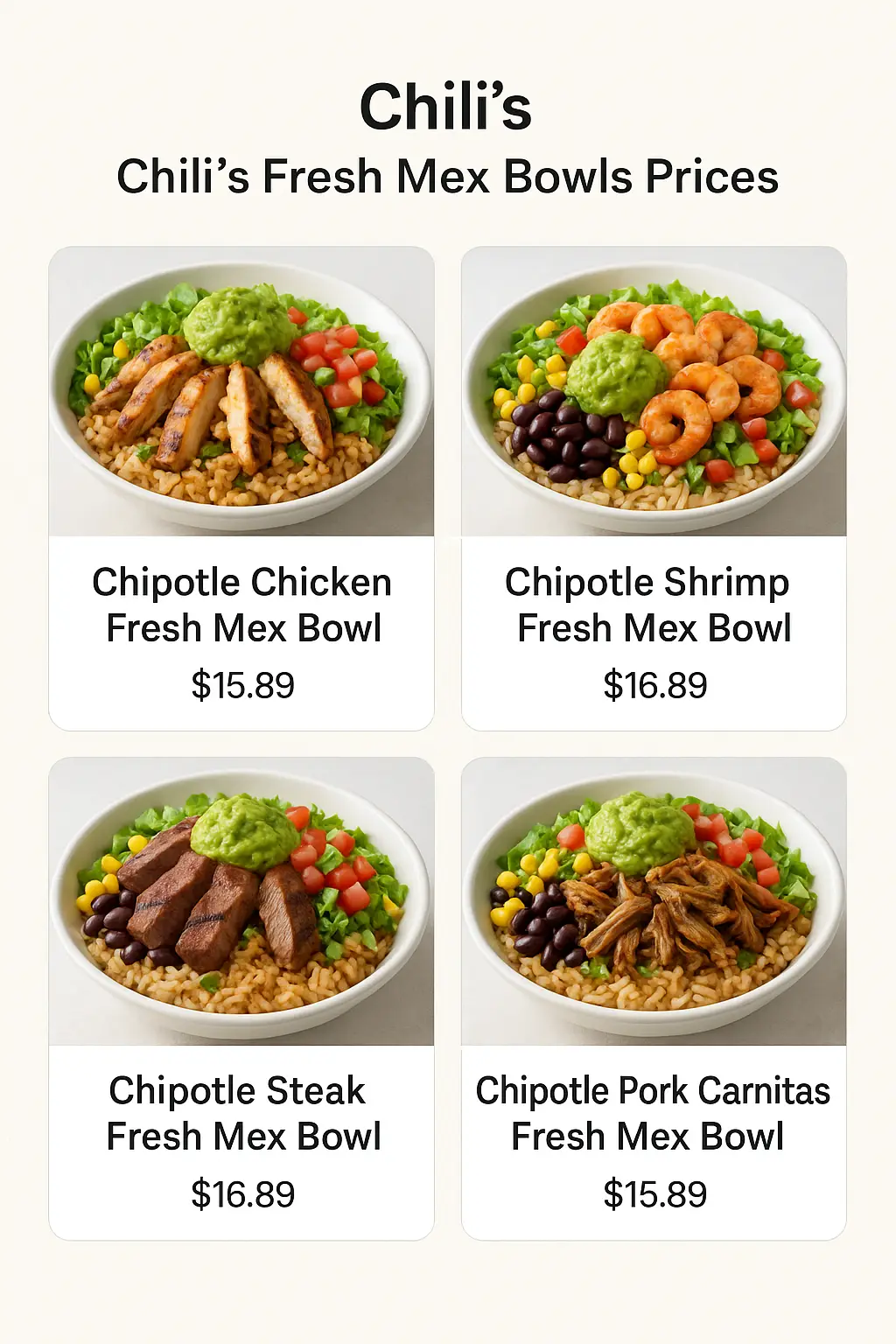 Chili's Fresh Mex Bowls Prices