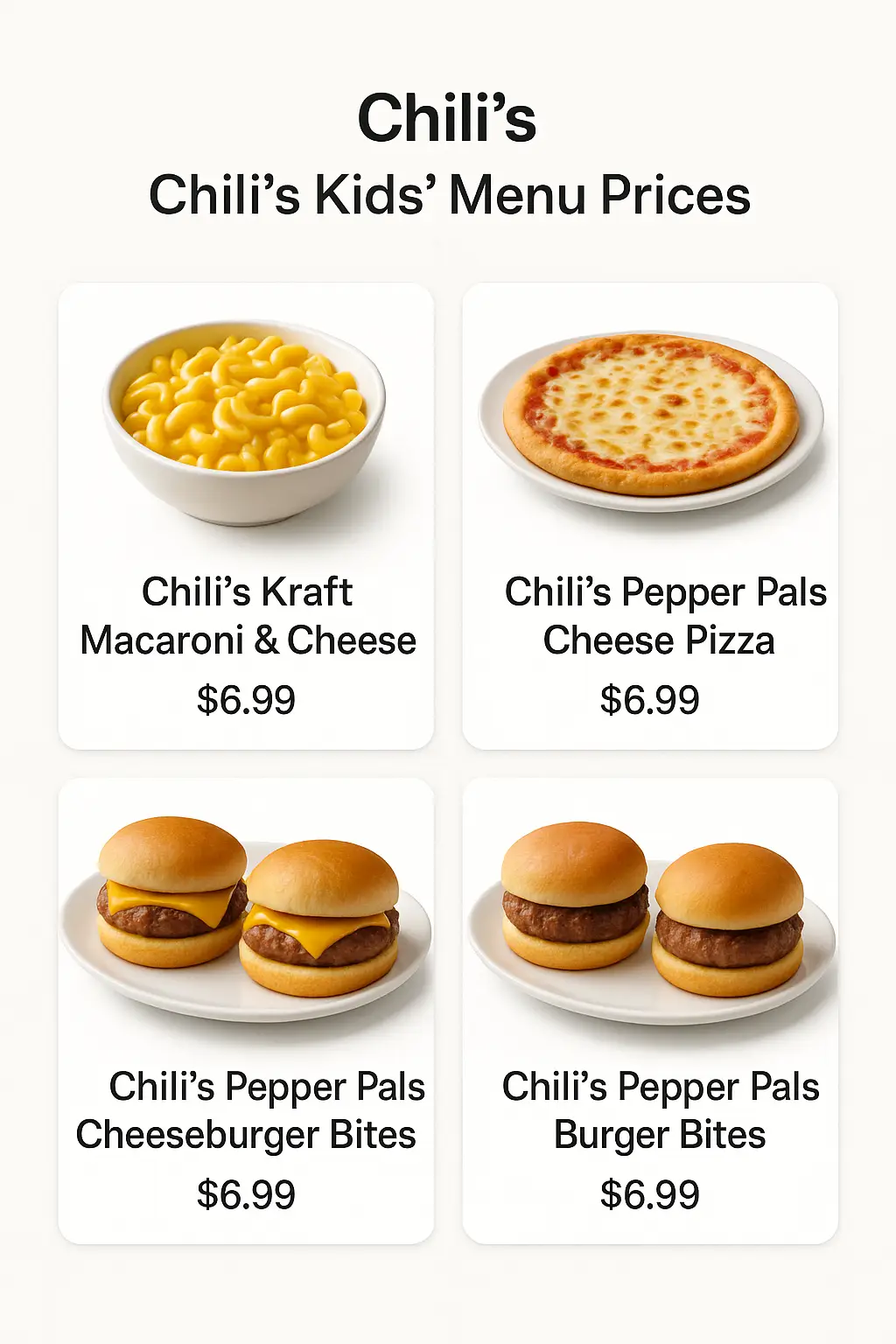 Chili's Kids' Menu Prices