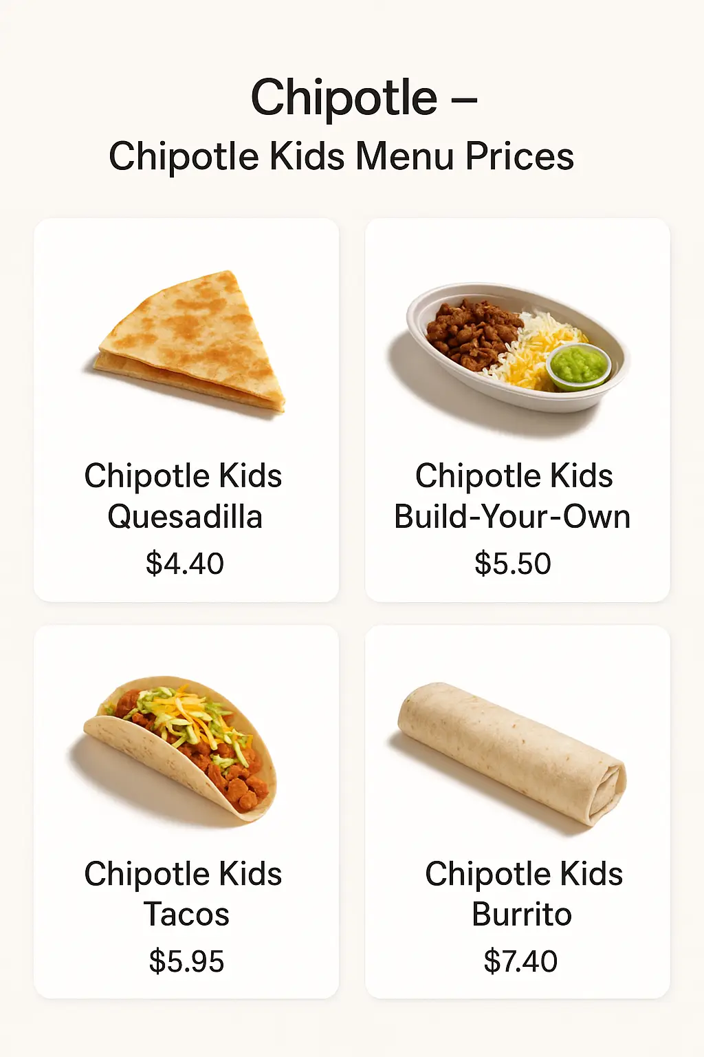 Chipotle Kids Menu Prices