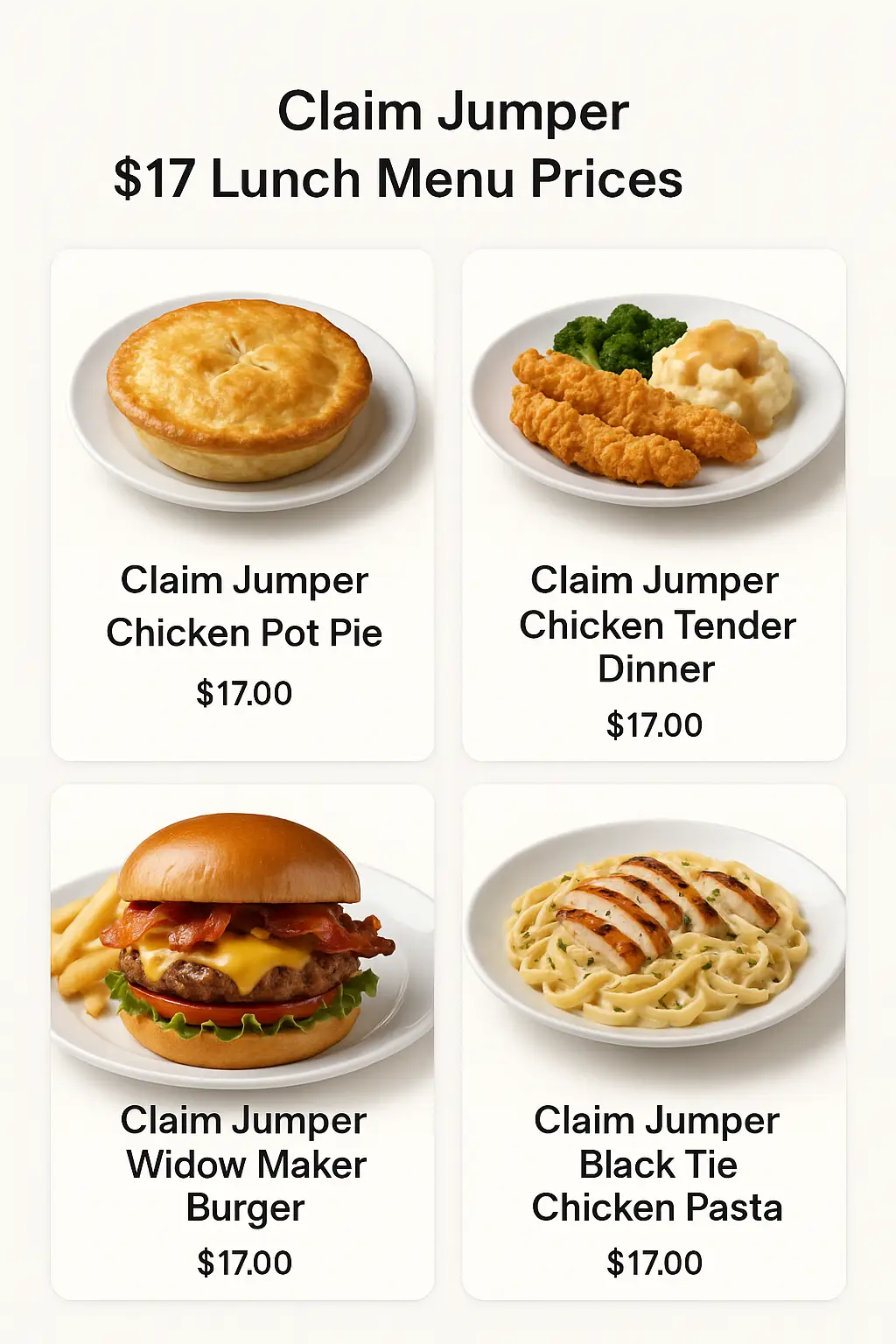 Claim Jumper $17 Lunch Menu Prices