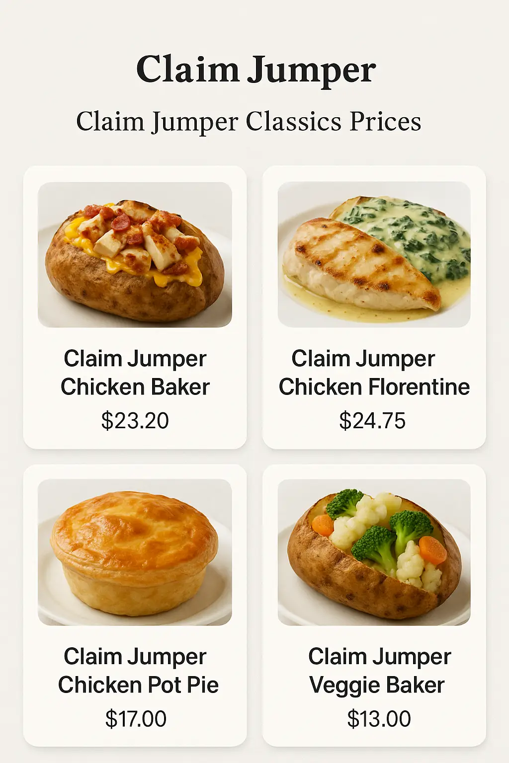 Claim Jumper Classics Prices