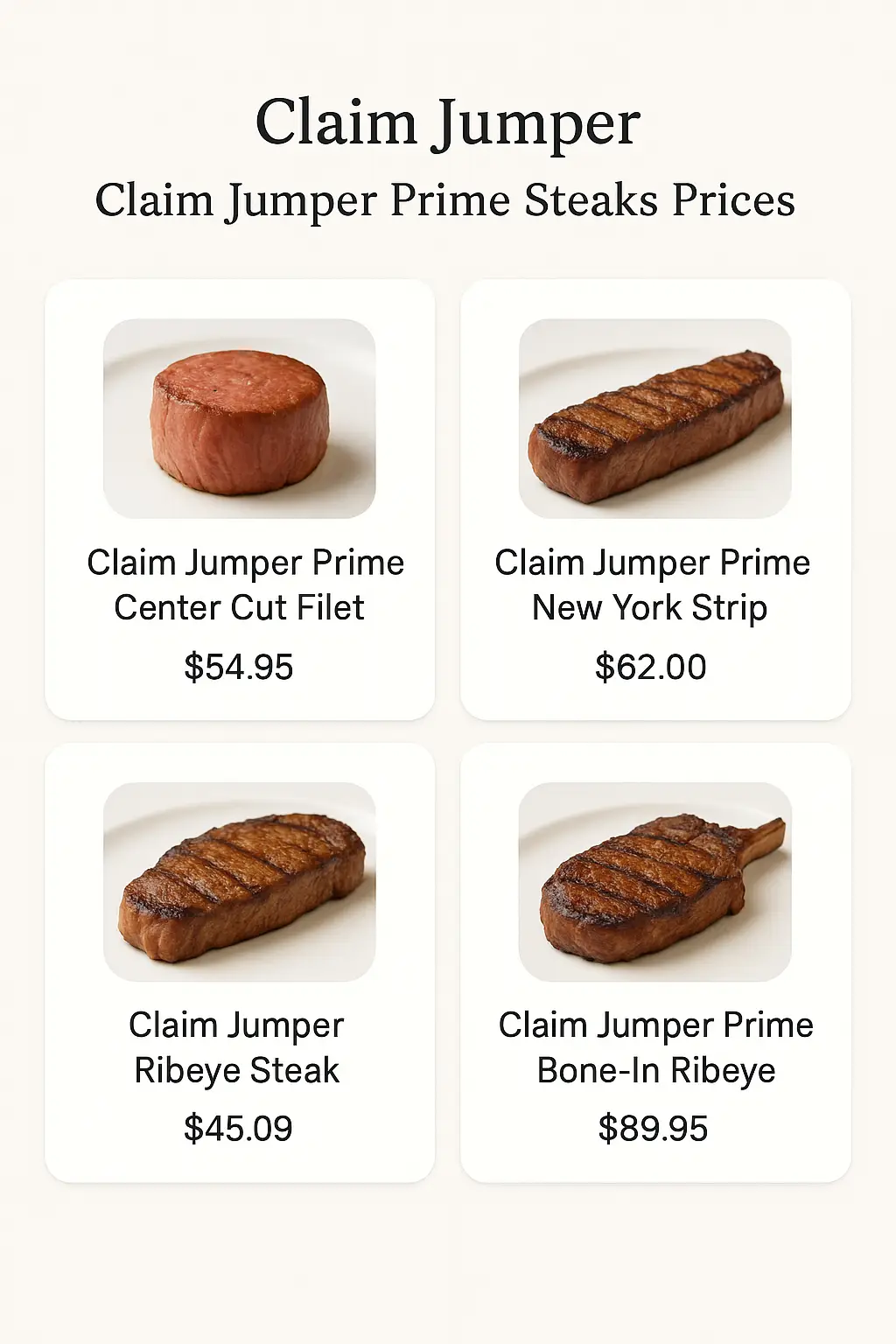 Claim Jumper Prime Steaks Prices