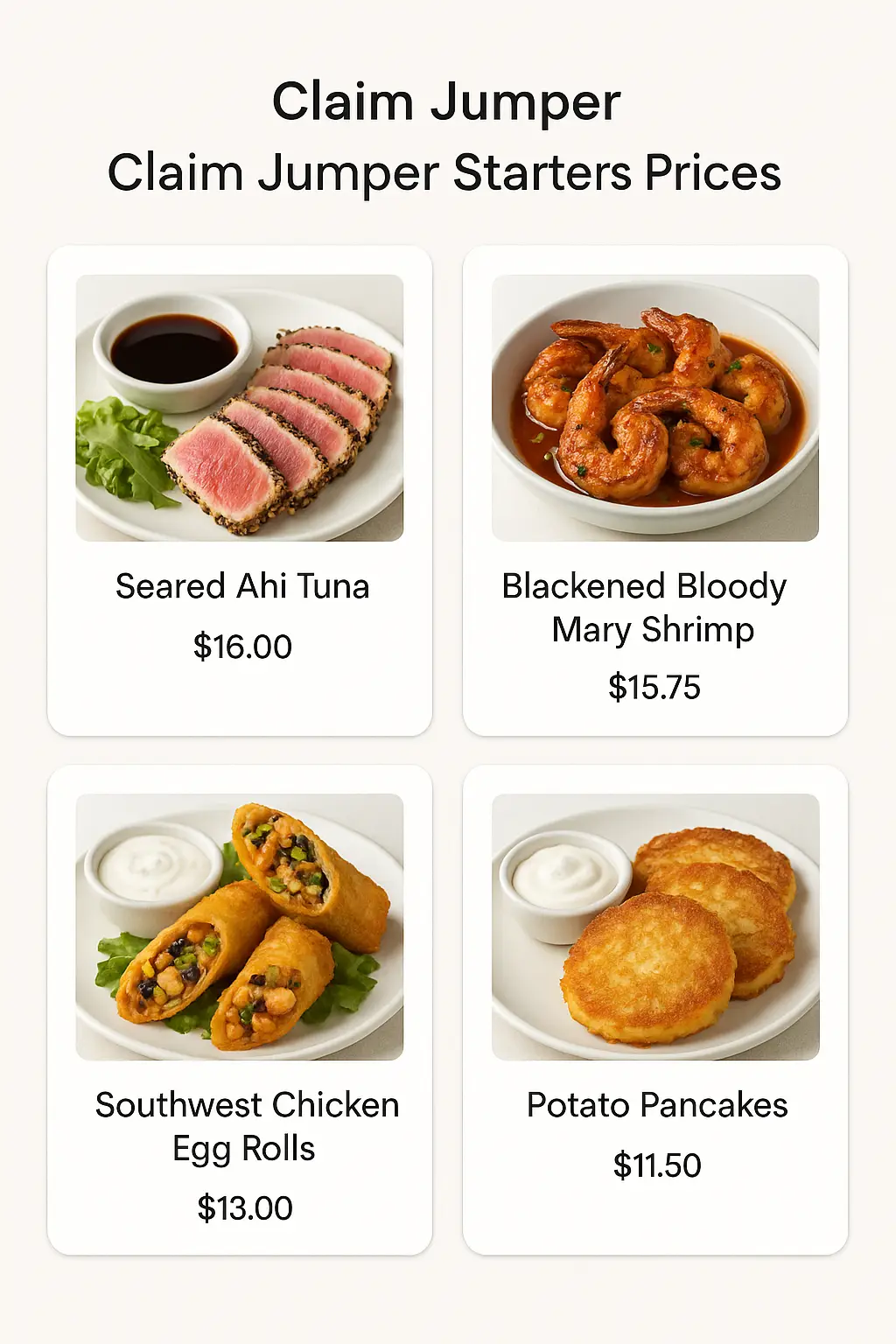 Claim Jumper Starters Prices