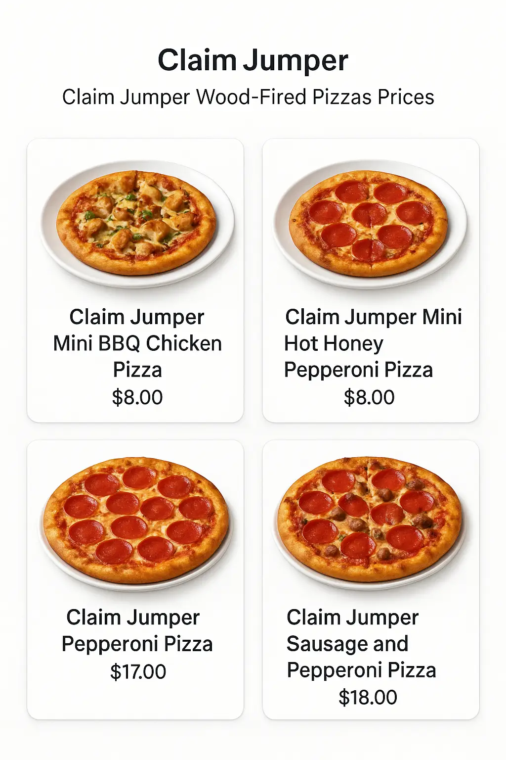 Claim Jumper Wood-Fired Pizzas Prices