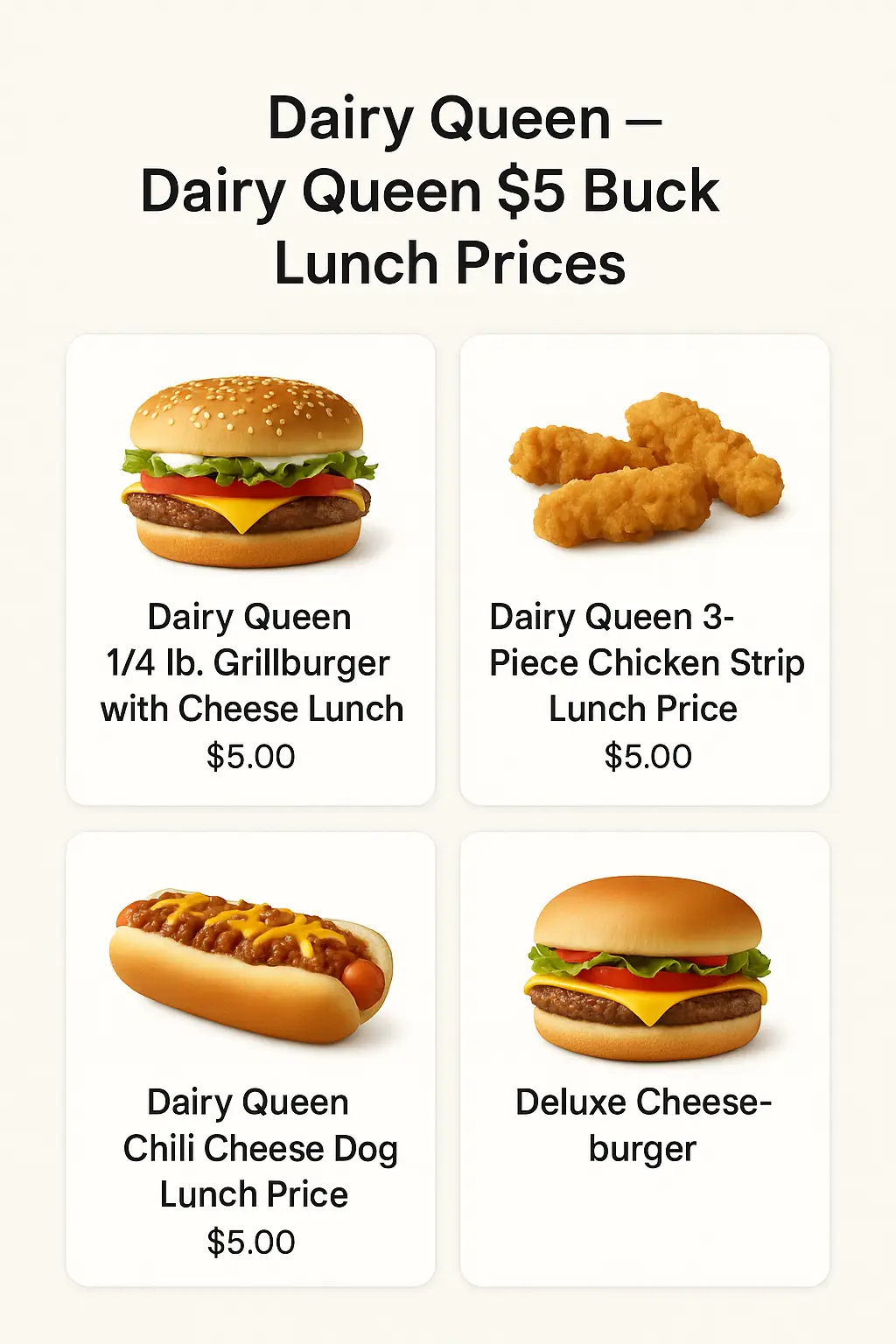 Dairy Queen $5 Buck Lunch Prices