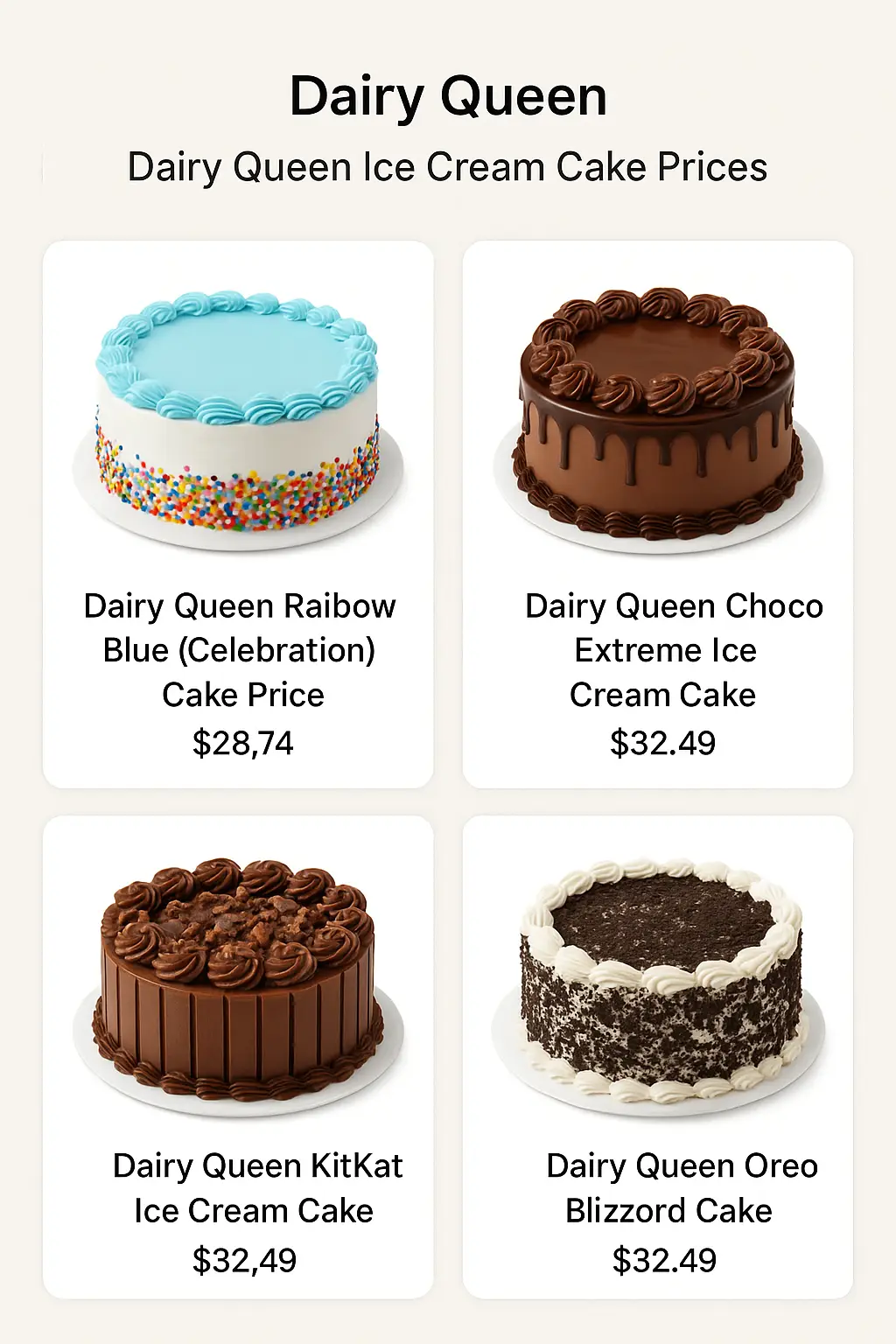 Dairy Queen Ice Cream Cake Prices