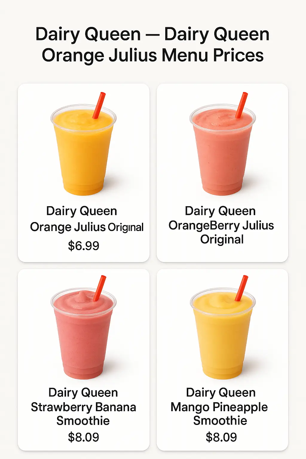 Dairy Queen Orange Julius Menu Prices