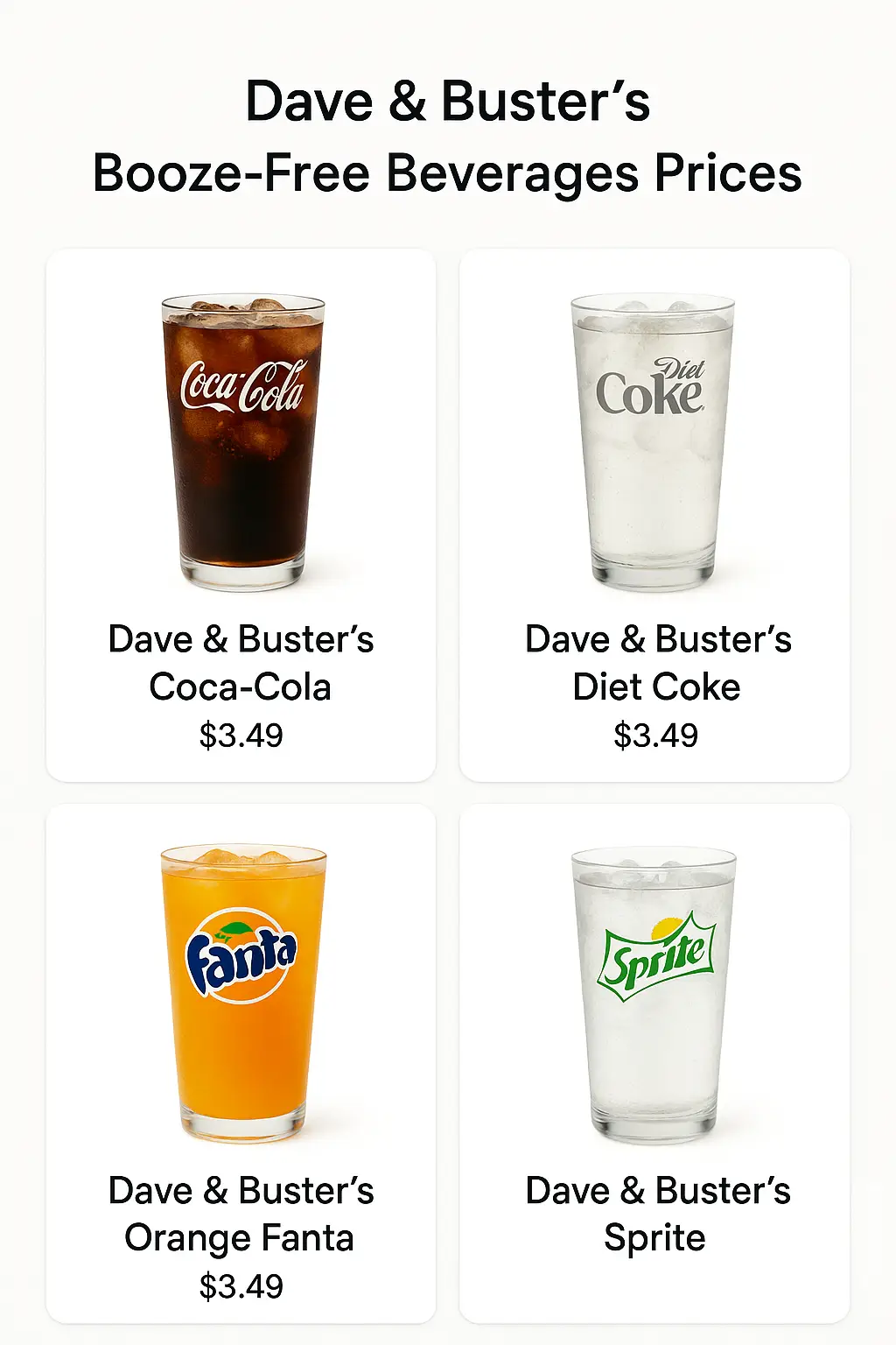 Dave & Buster's Booze-Free Beverages Prices