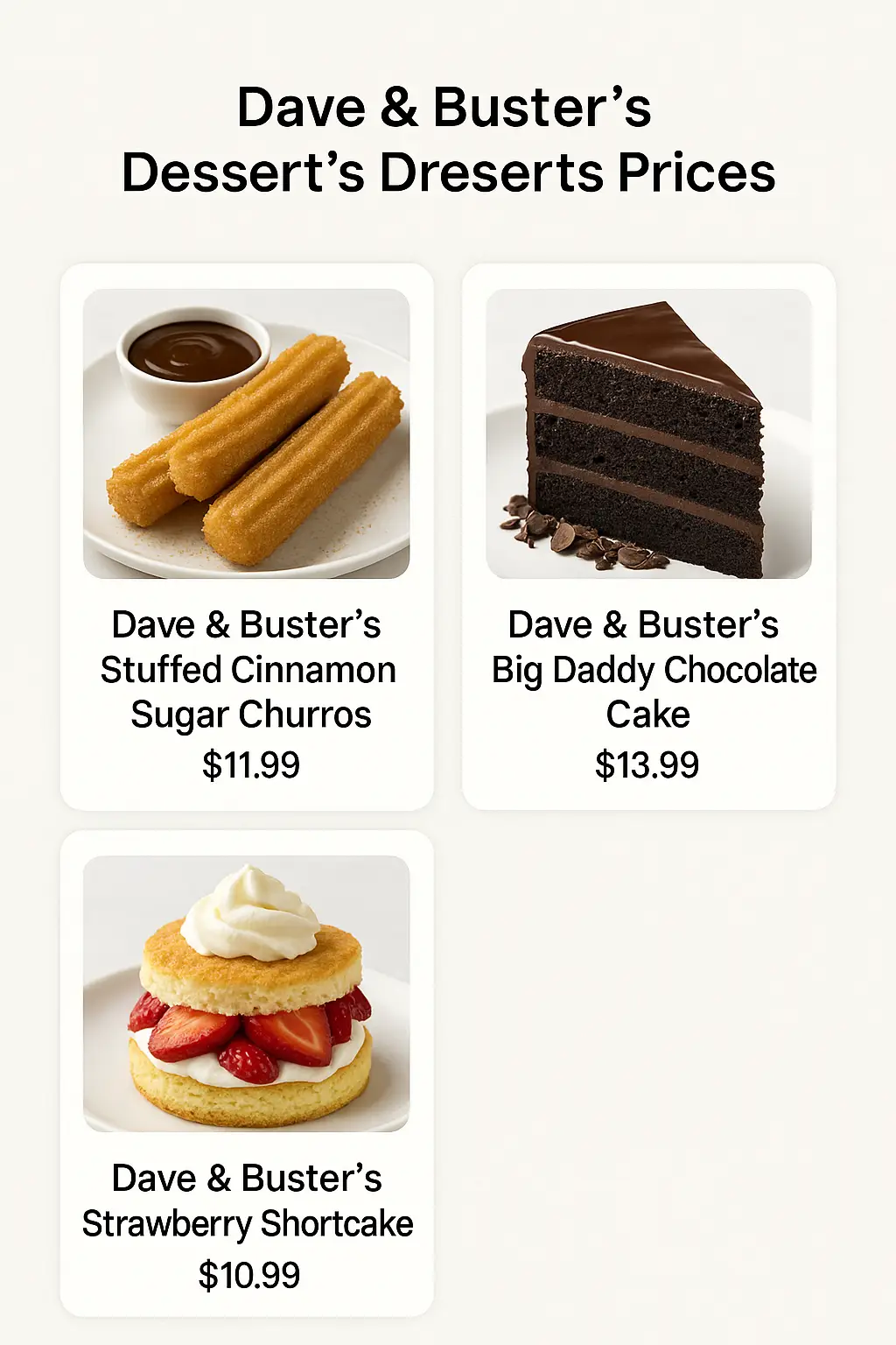 Dave & Buster's Desserts Prices
