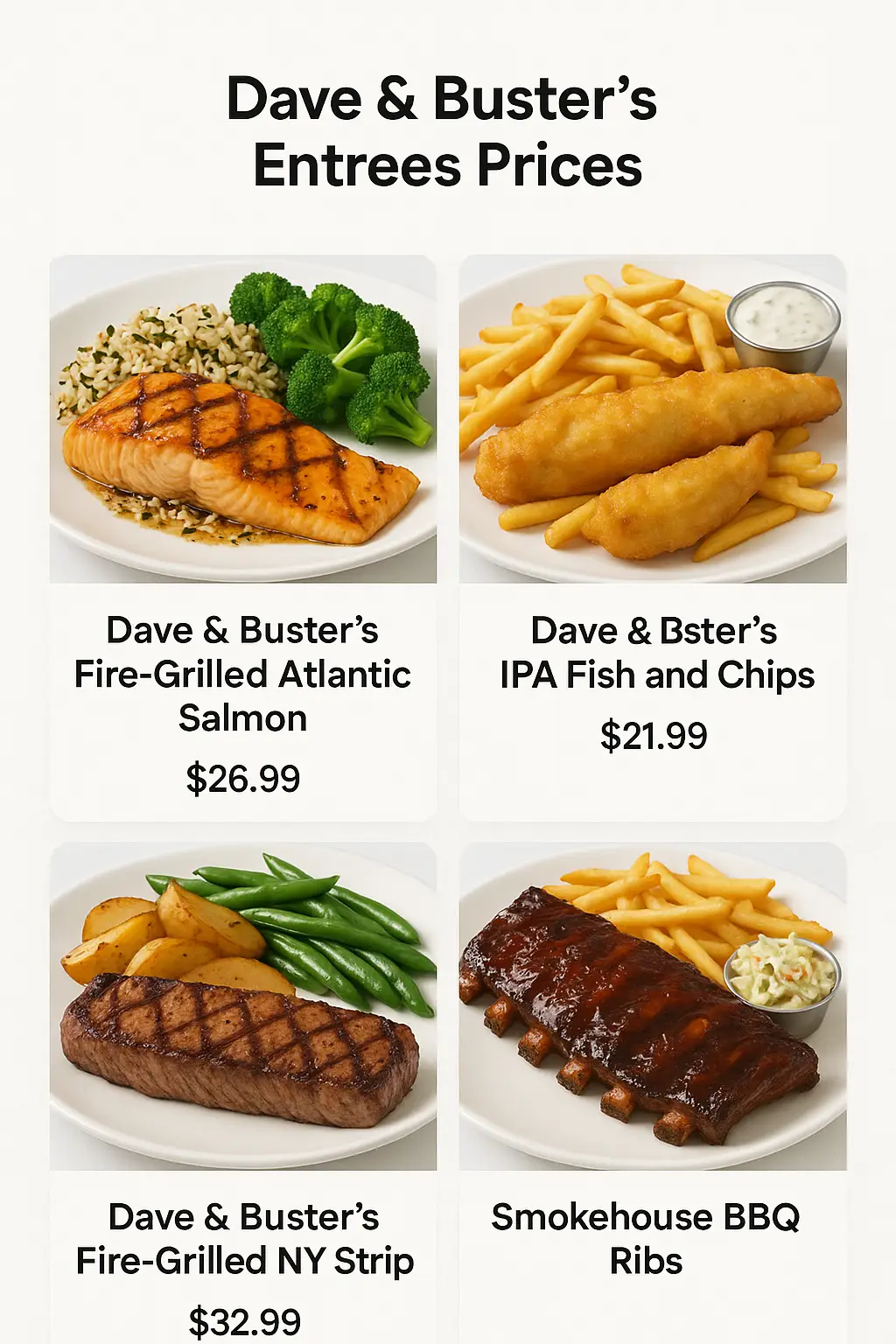 Dave & Buster's Entrees Prices