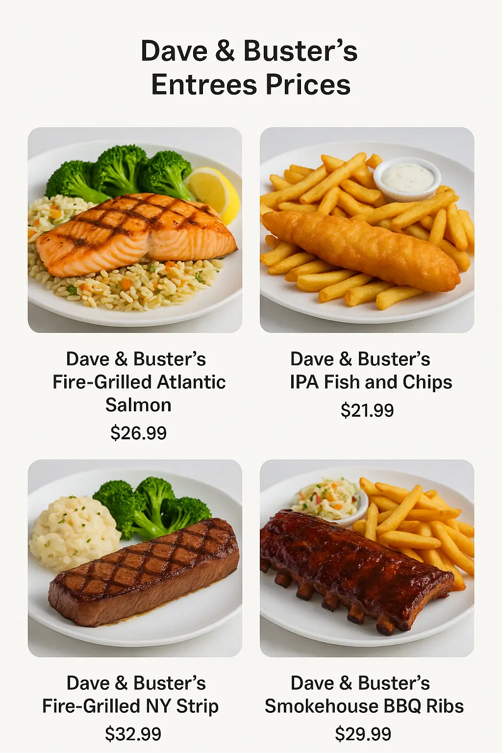 Dave & Buster's Entrees Prices