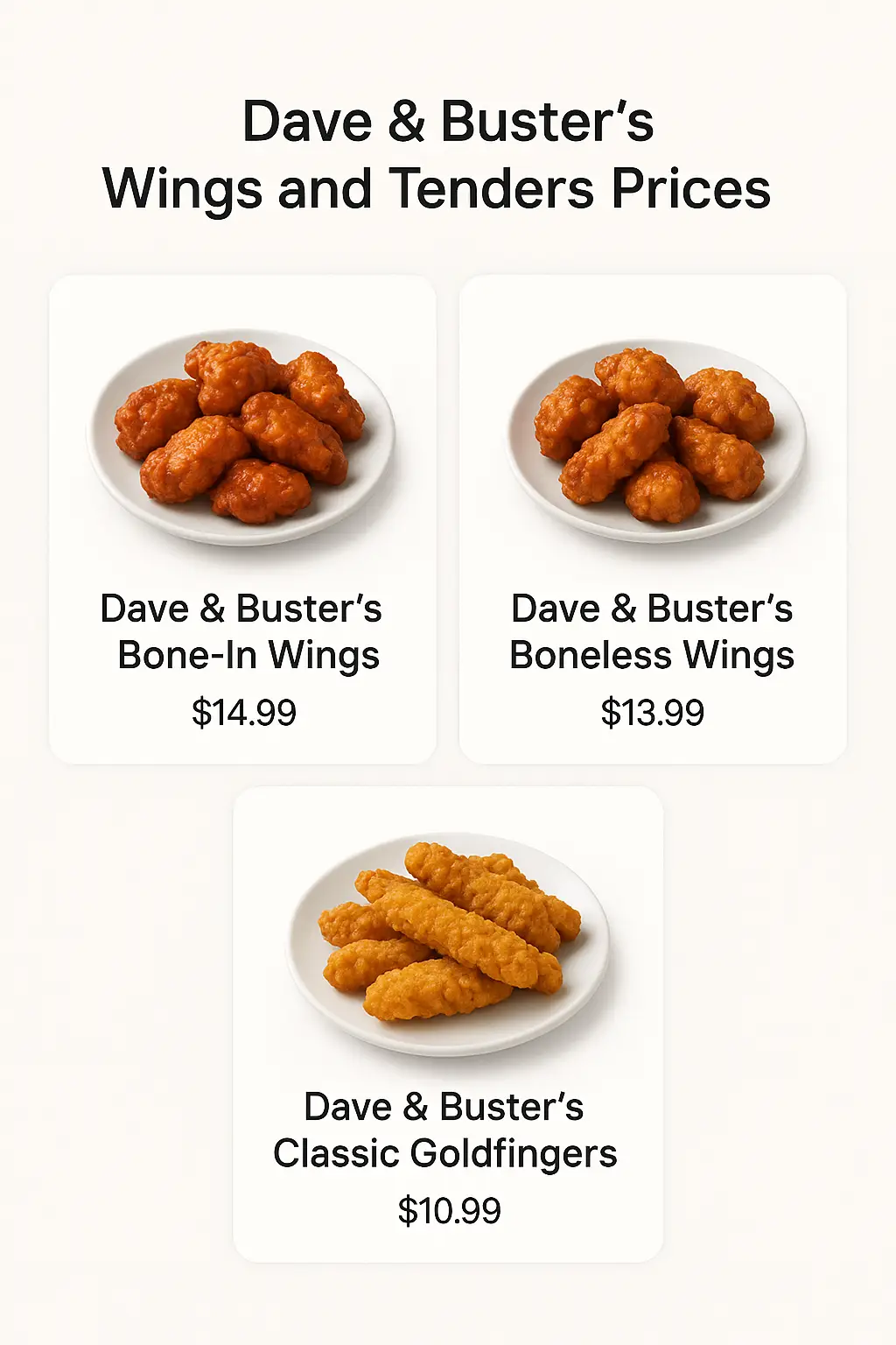 Dave & Buster's Wings and Tenders Prices