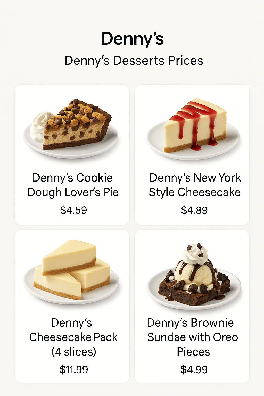 Denny's Desserts Prices