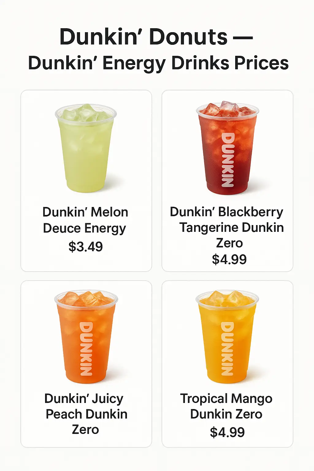 Dunkin' Energy Drinks Prices