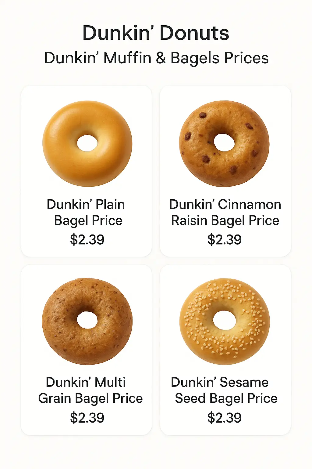 Dunkin' Muffin & Bagels Prices