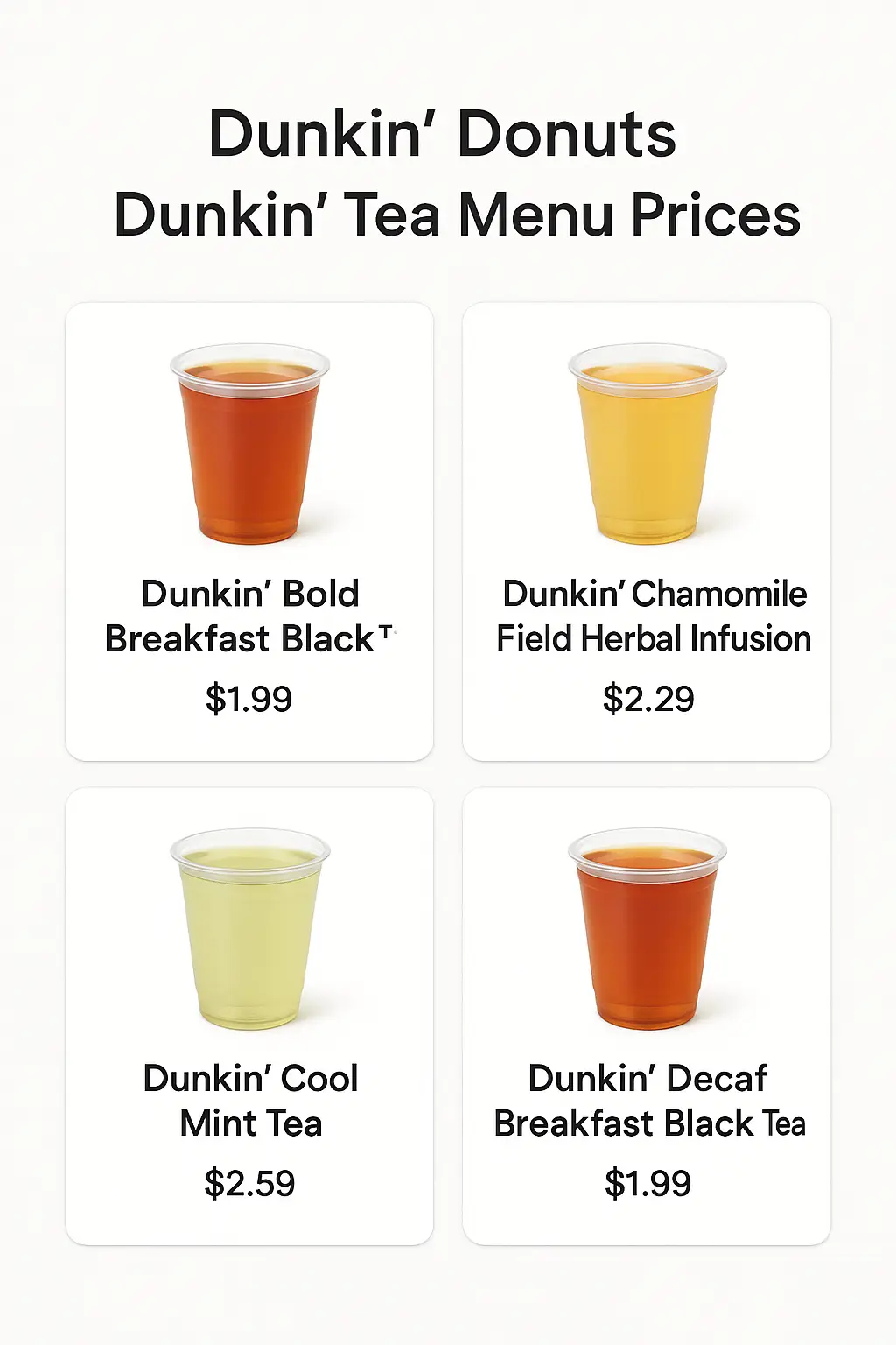Dunkin' Tea Menu Prices